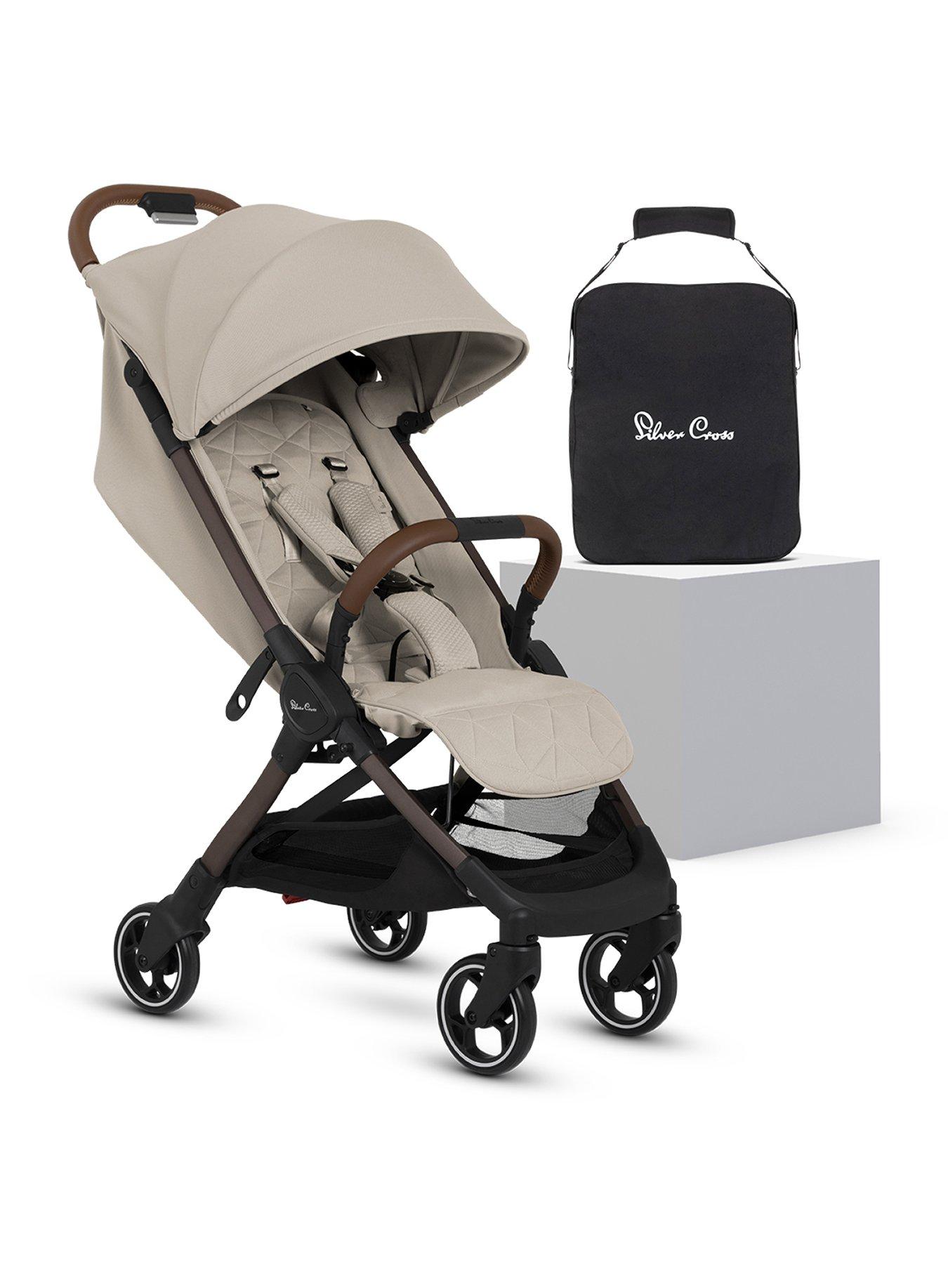 silver-cross-clic-pushchair-with-travel-bag-latte