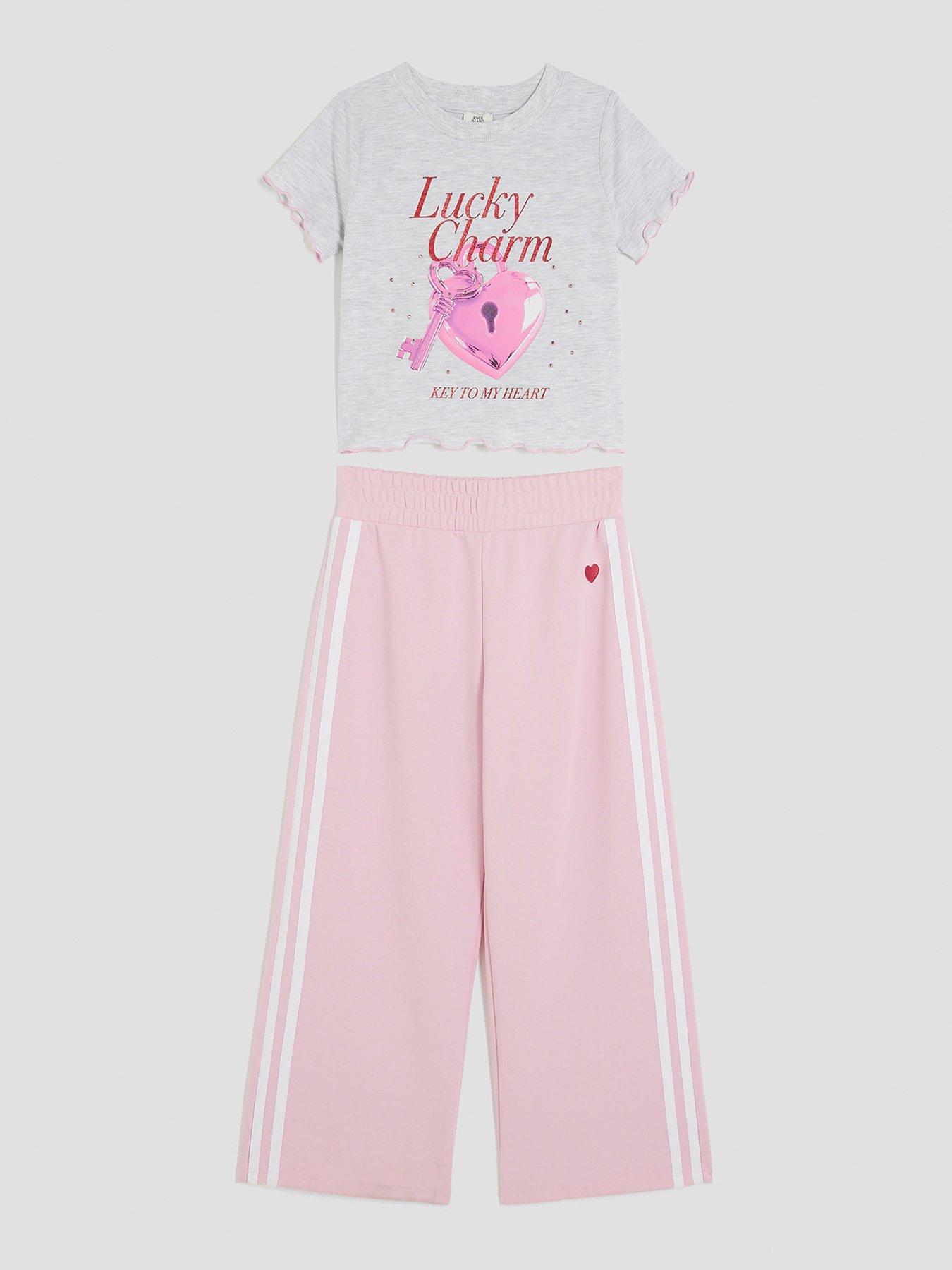 undefined Older Girls Bow Track Pant Set - Grey