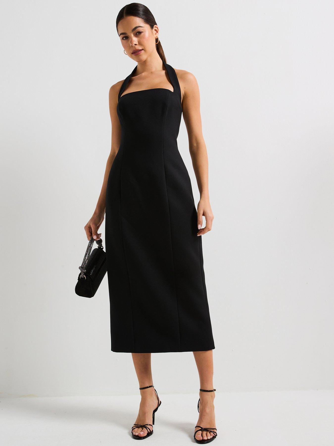  image of forever-new-veronica-halter-bodycon-midi-black