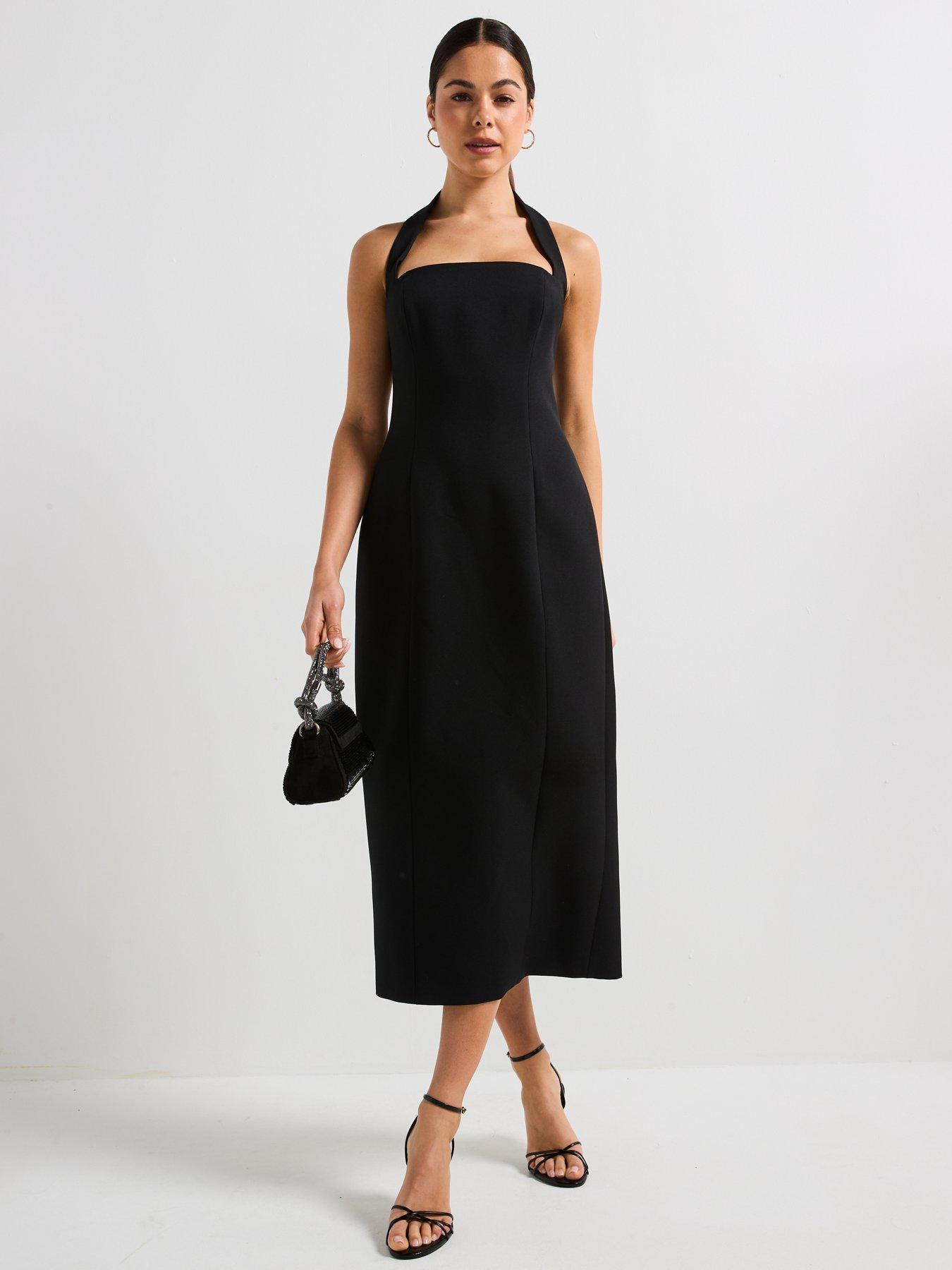  image of forever-new-veronica-halter-bodycon-midi-black