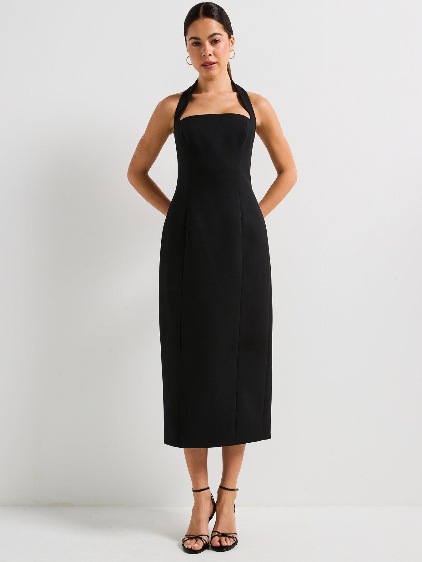  image of forever-new-veronica-halter-bodycon-midi-black