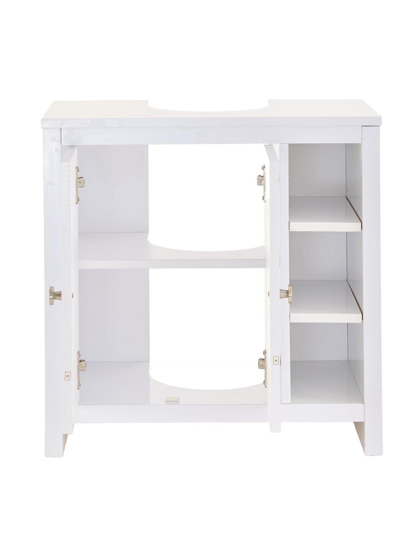  image of very-home-bramford-gloss-under-sink-cabinet-with-side-shelves-white