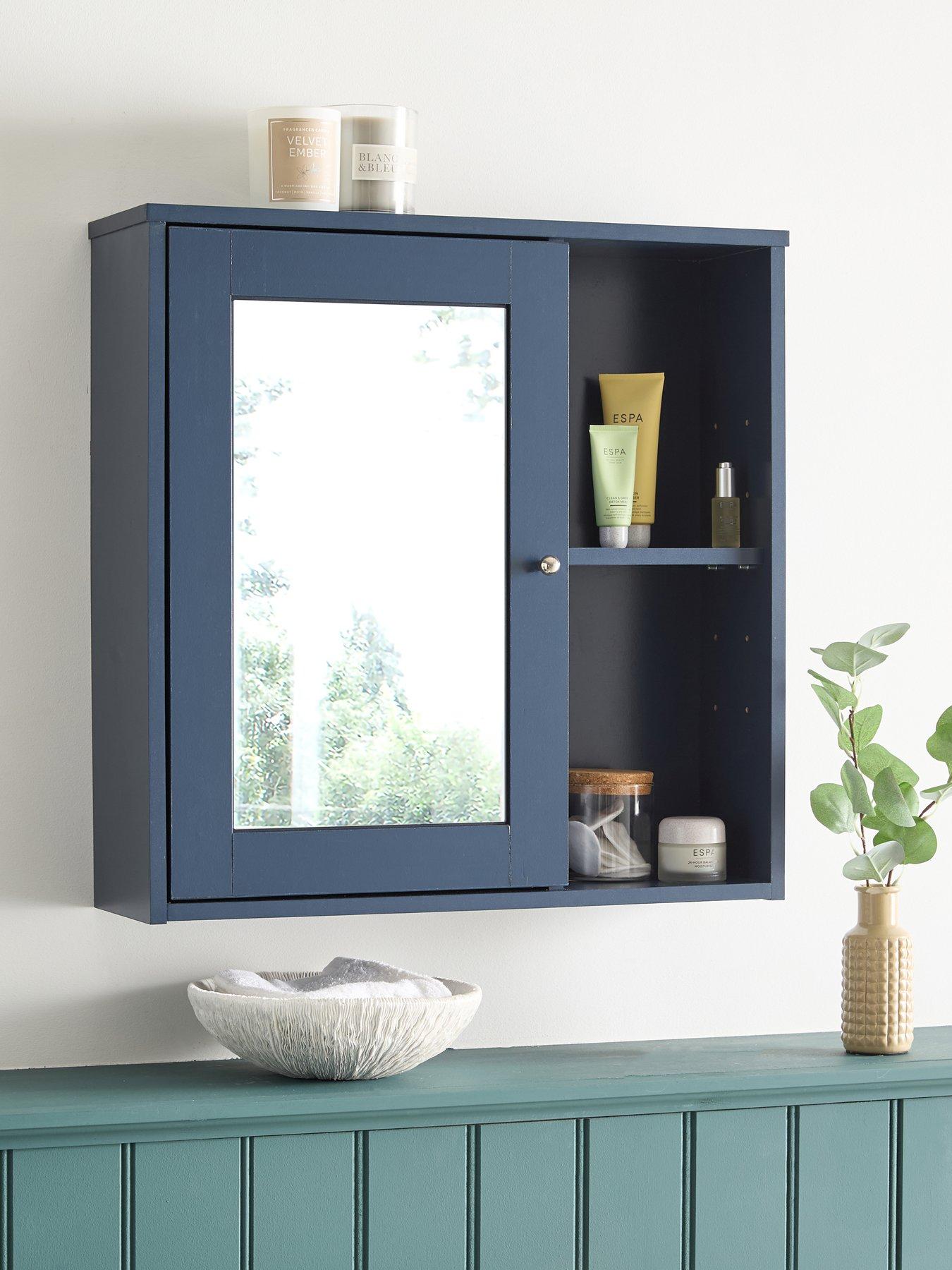 The Very Collection Corrie Mirrored Bathroom Wall Cabinet - Navy - FSC® Certified