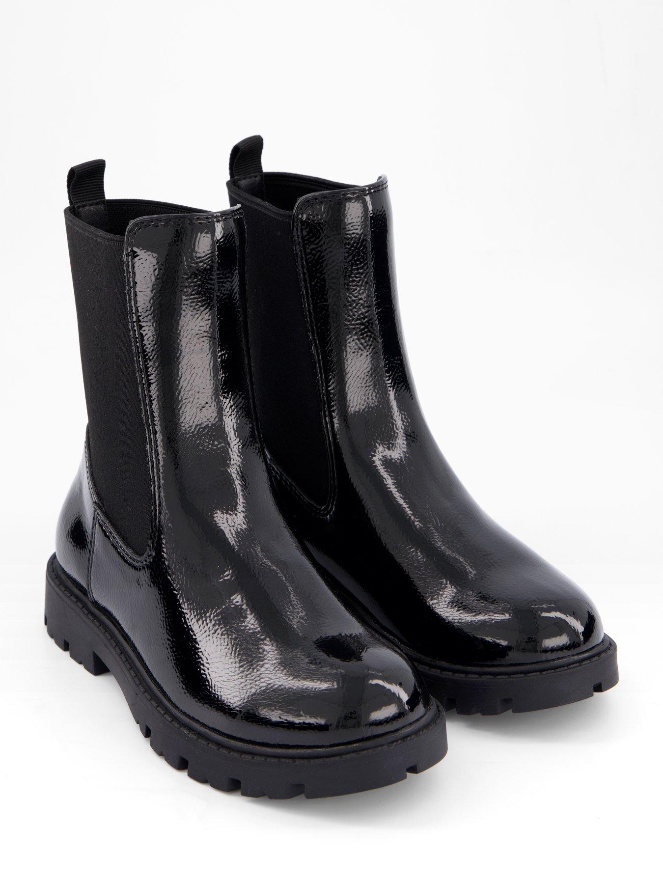 Image 6 of 7 of The Very Collection Girls Patent Chelsea Boots - Black