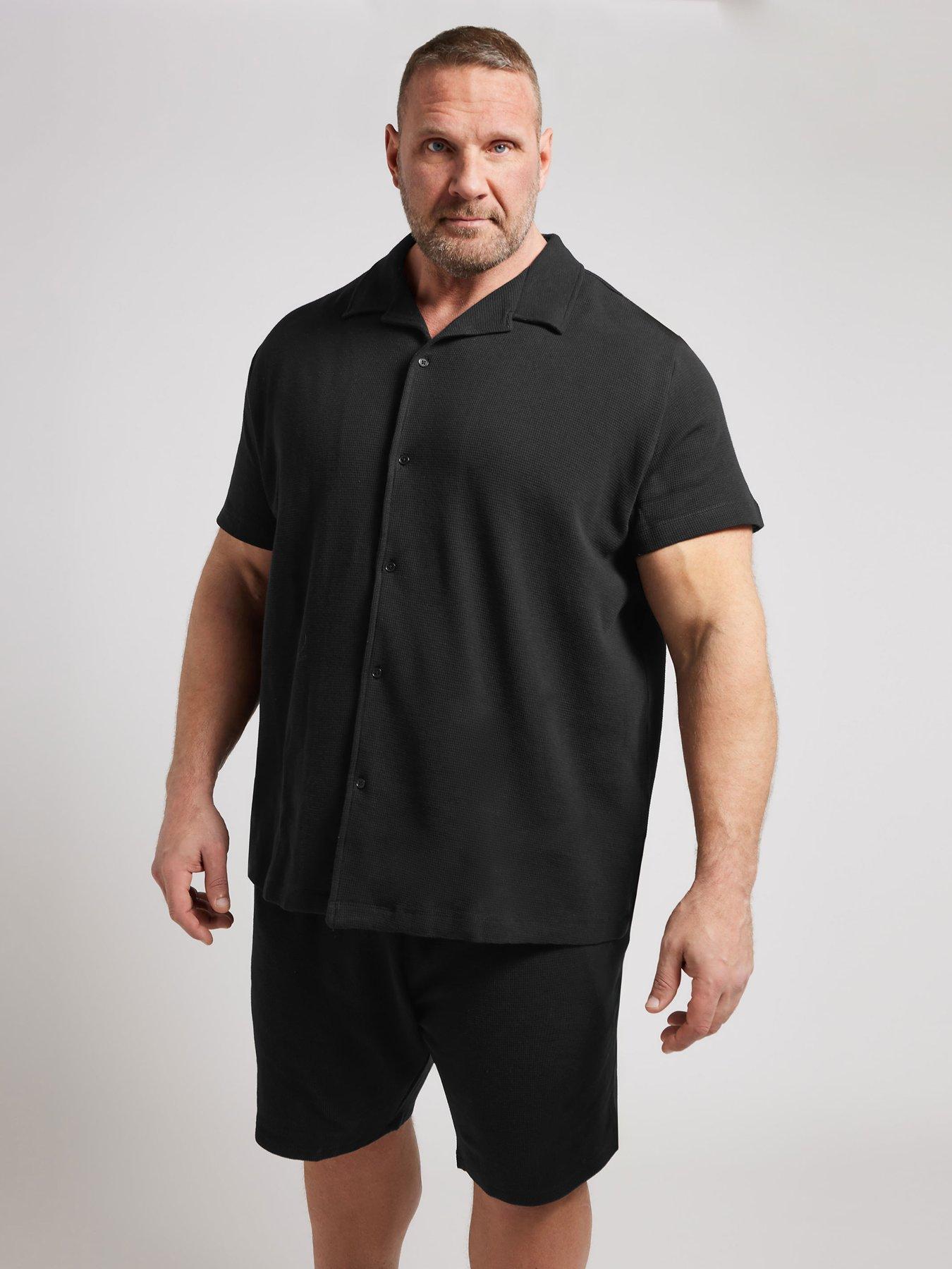badrhino-textured-short-sleeve-polo-shirt-black