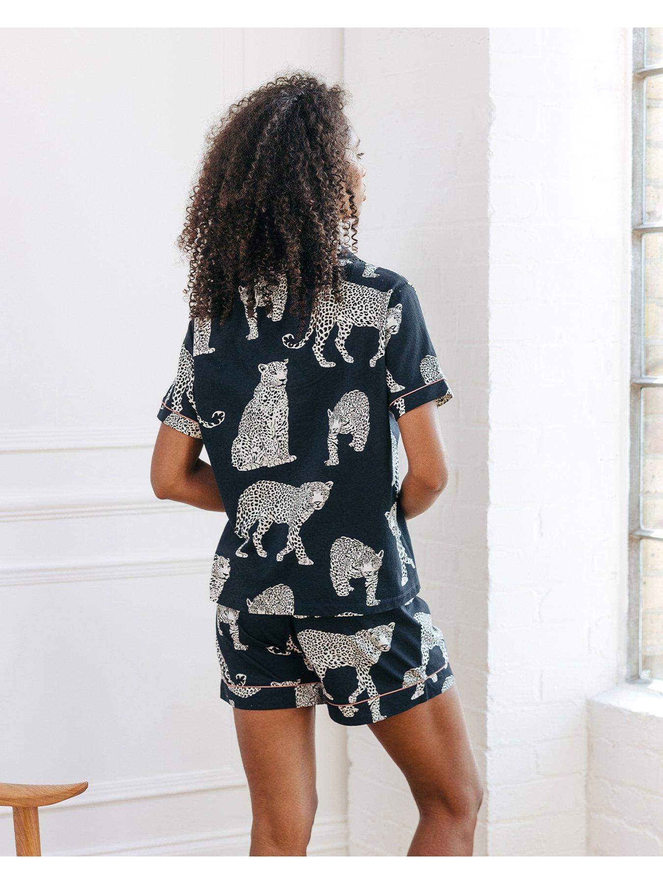  image of chelsea-peers-v-neck-button-up-cottonnbspshort-set-navy