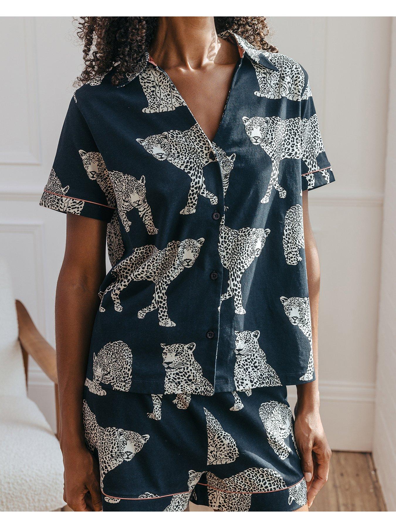  image of chelsea-peers-v-neck-button-up-cottonnbspshort-set-navy