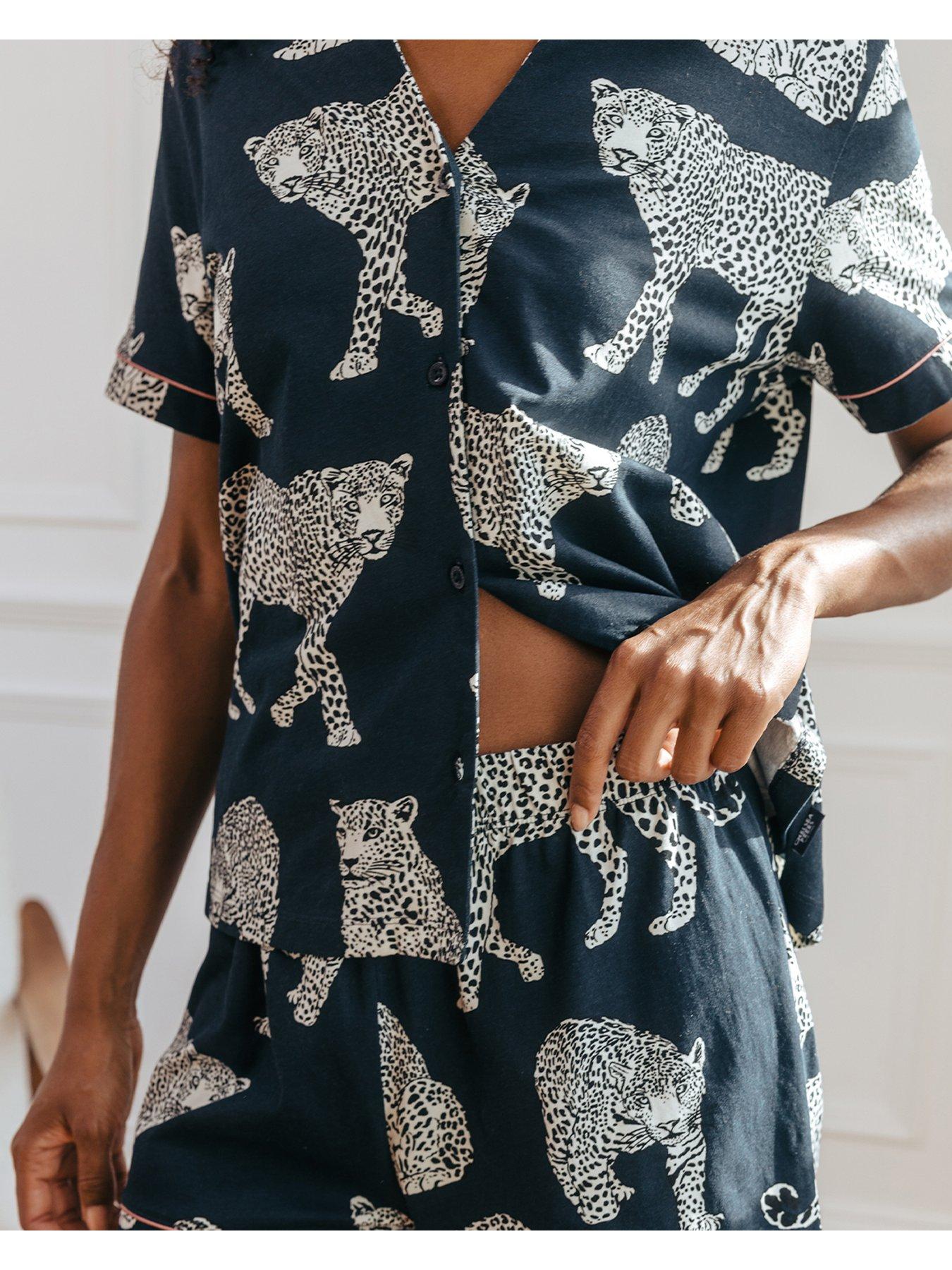  image of chelsea-peers-v-neck-button-up-cottonnbspshort-set-navy