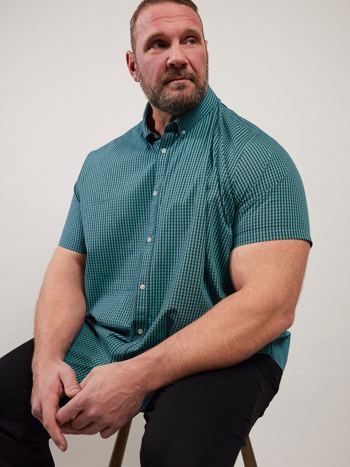 badrhino-gingham-check-short-sleeve-shirt-green