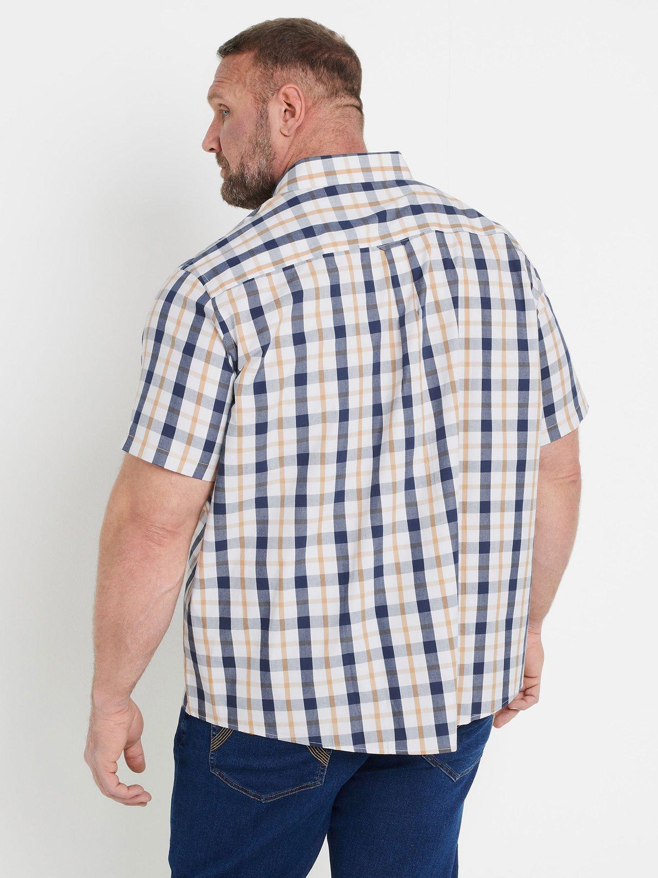 stillFront image of badrhino-check-short-sleeve-shirt-blue