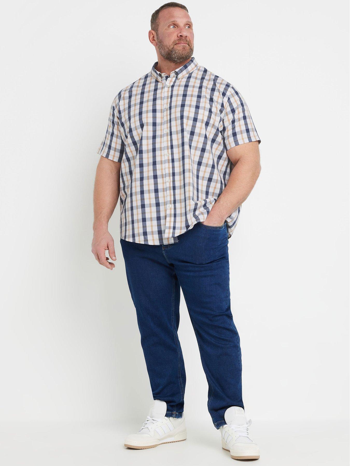  image of badrhino-check-short-sleeve-shirt-blue