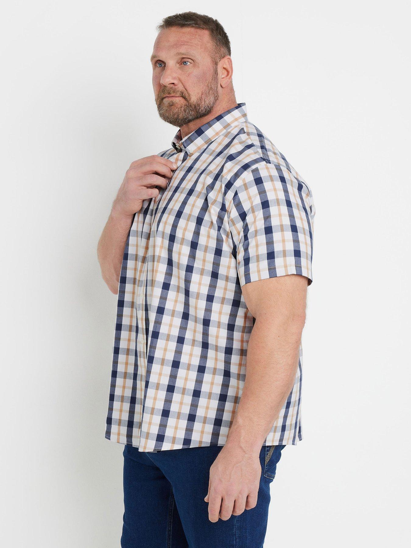  image of badrhino-check-short-sleeve-shirt-blue