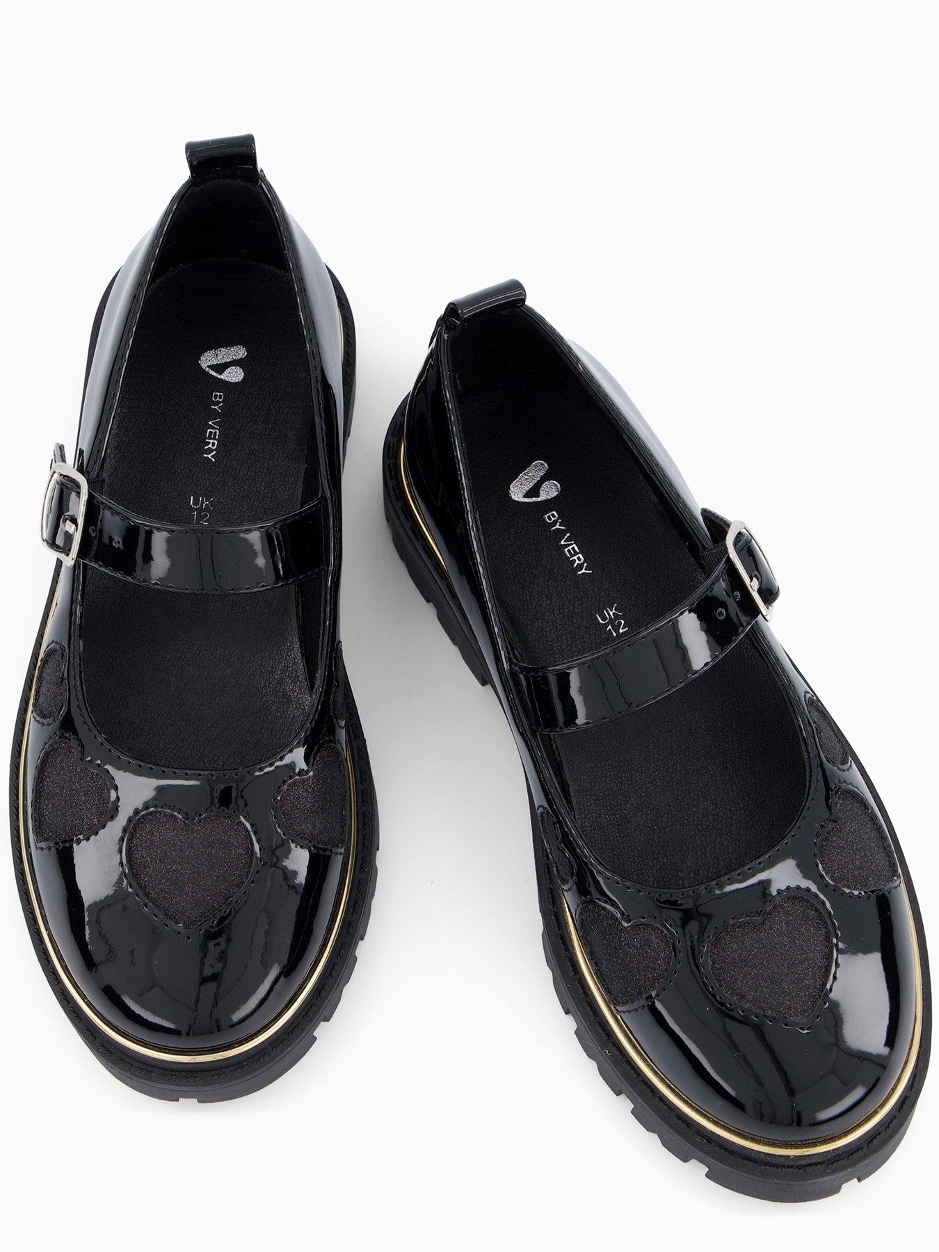  image of the-very-collection-older-girls-heart-mary-jane-school-shoes-black