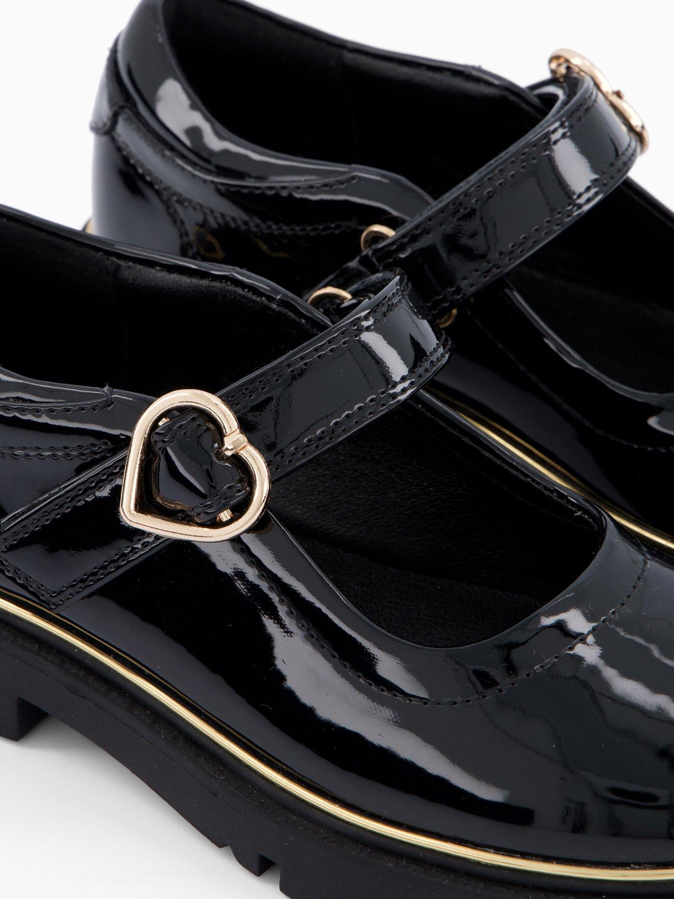 Image 5 of 7 of The Very Collection Older Girls Heart Buckle School Shoes - Black