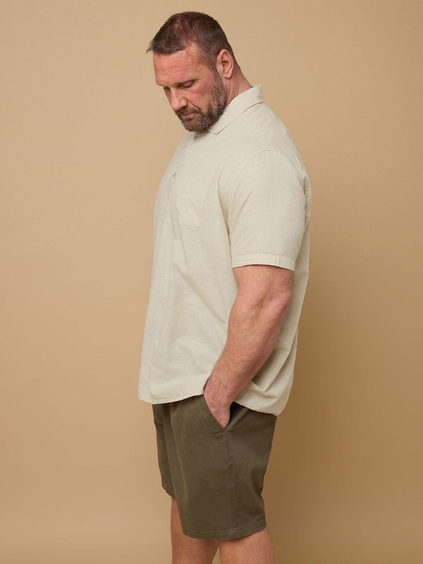  image of badrhino-short-sleeve-linen-shirt-natural