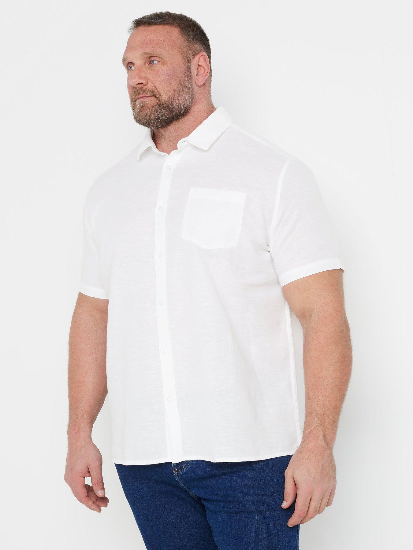 Image 1 of 4 of BadRhino Short Sleeve Linen Shirt - White