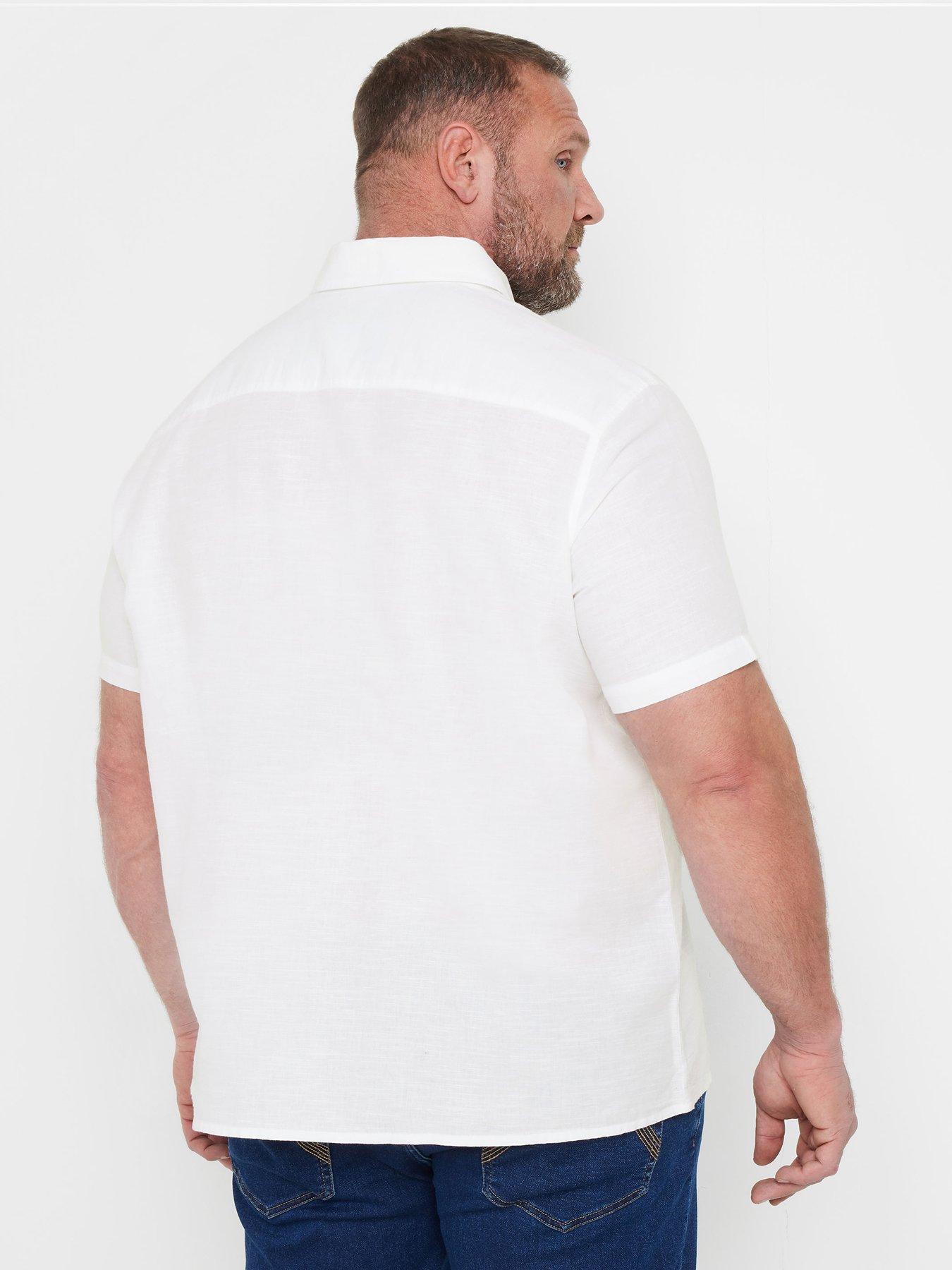 Image 2 of 4 of BadRhino Short Sleeve Linen Shirt - White