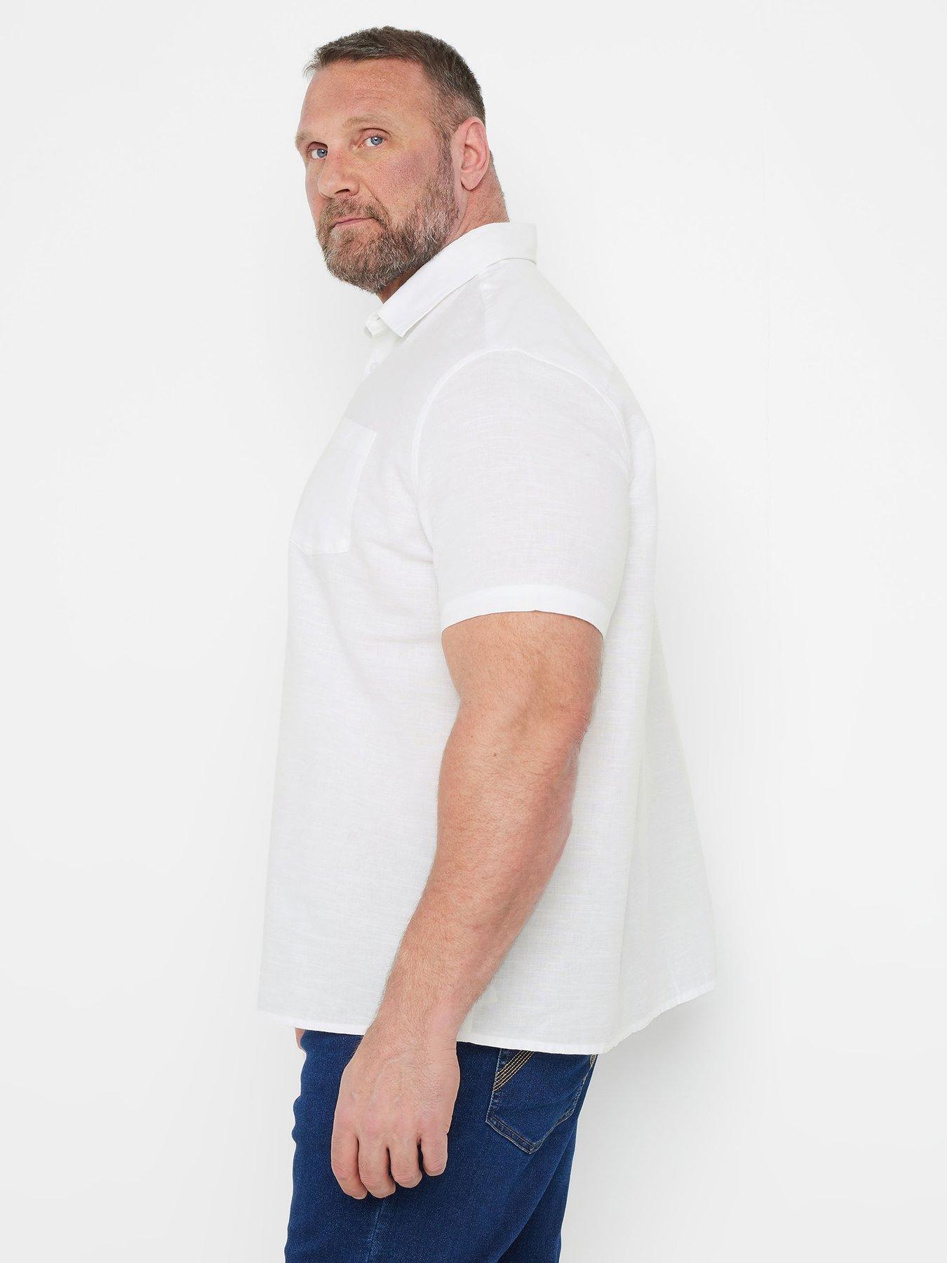 Image 4 of 4 of BadRhino Short Sleeve Linen Shirt - White