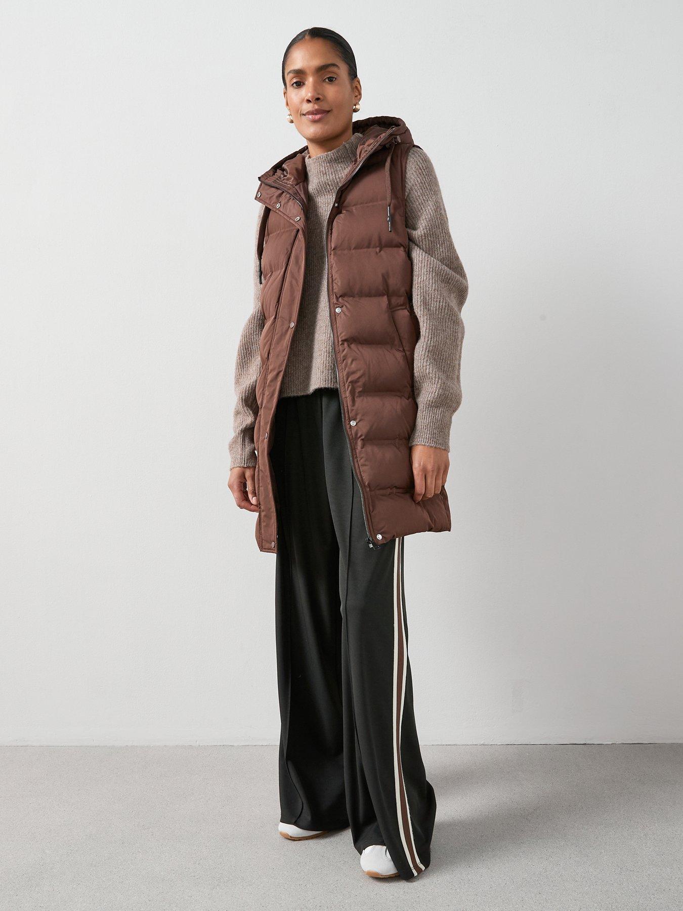 The Very Collection Longline Hooded Gilet - Chocolate Brown