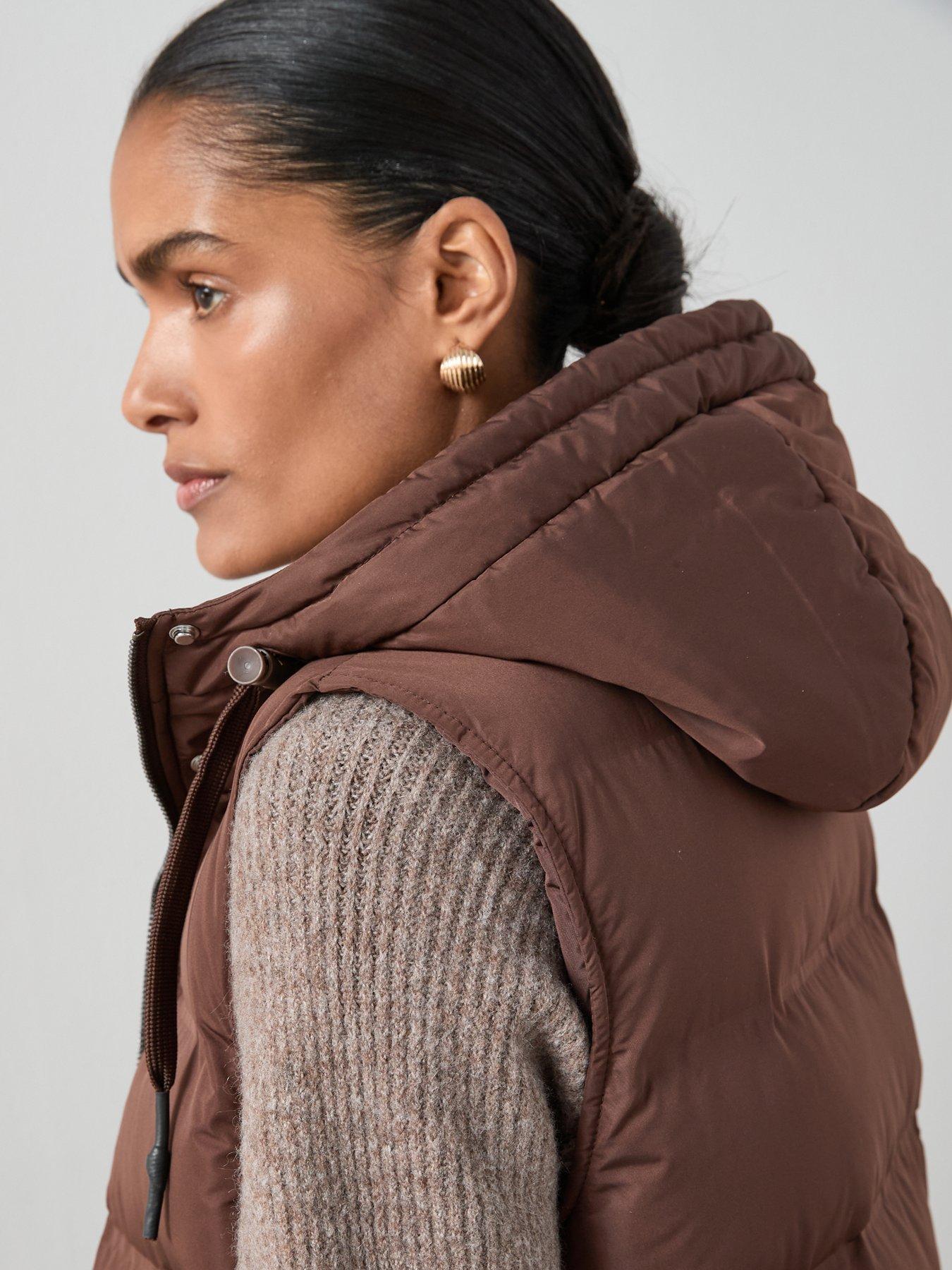 Image 5 of 7 of The Very Collection Longline Hooded Gilet - Chocolate Brown