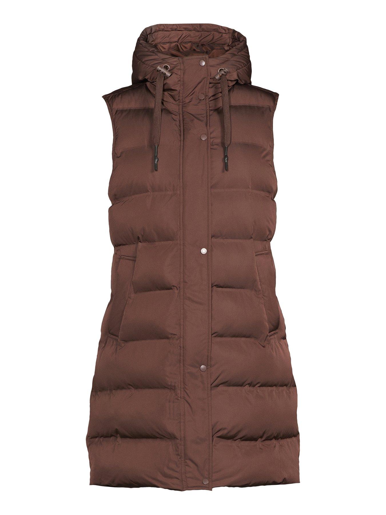 Image 7 of 7 of The Very Collection Longline Hooded Gilet - Chocolate Brown