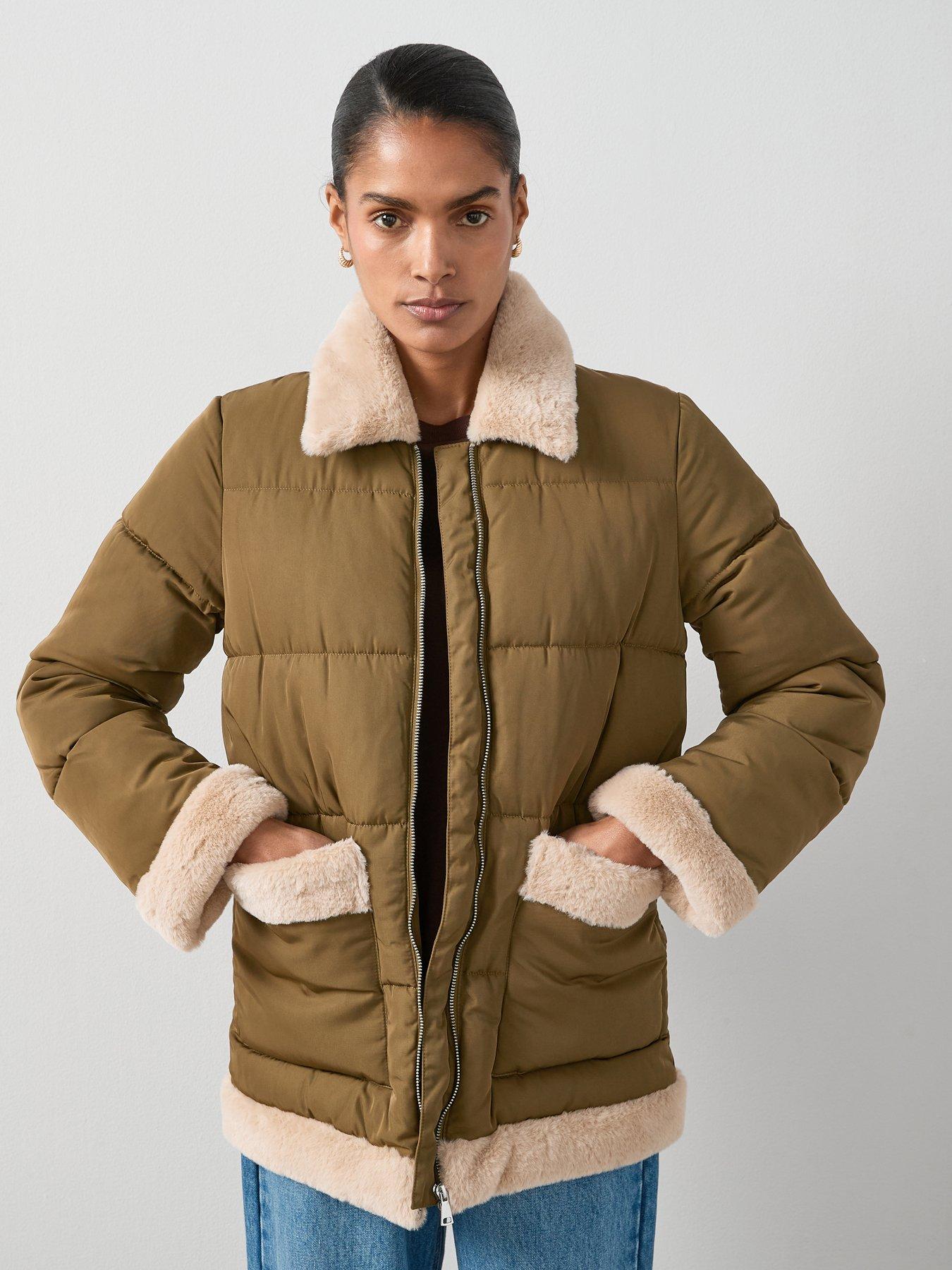 undefined Padded Coat With Contrast Trim