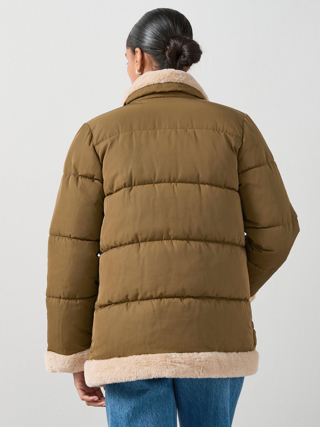 Image 2 of 7 of The Very Collection Padded Coat With Contrast Trim