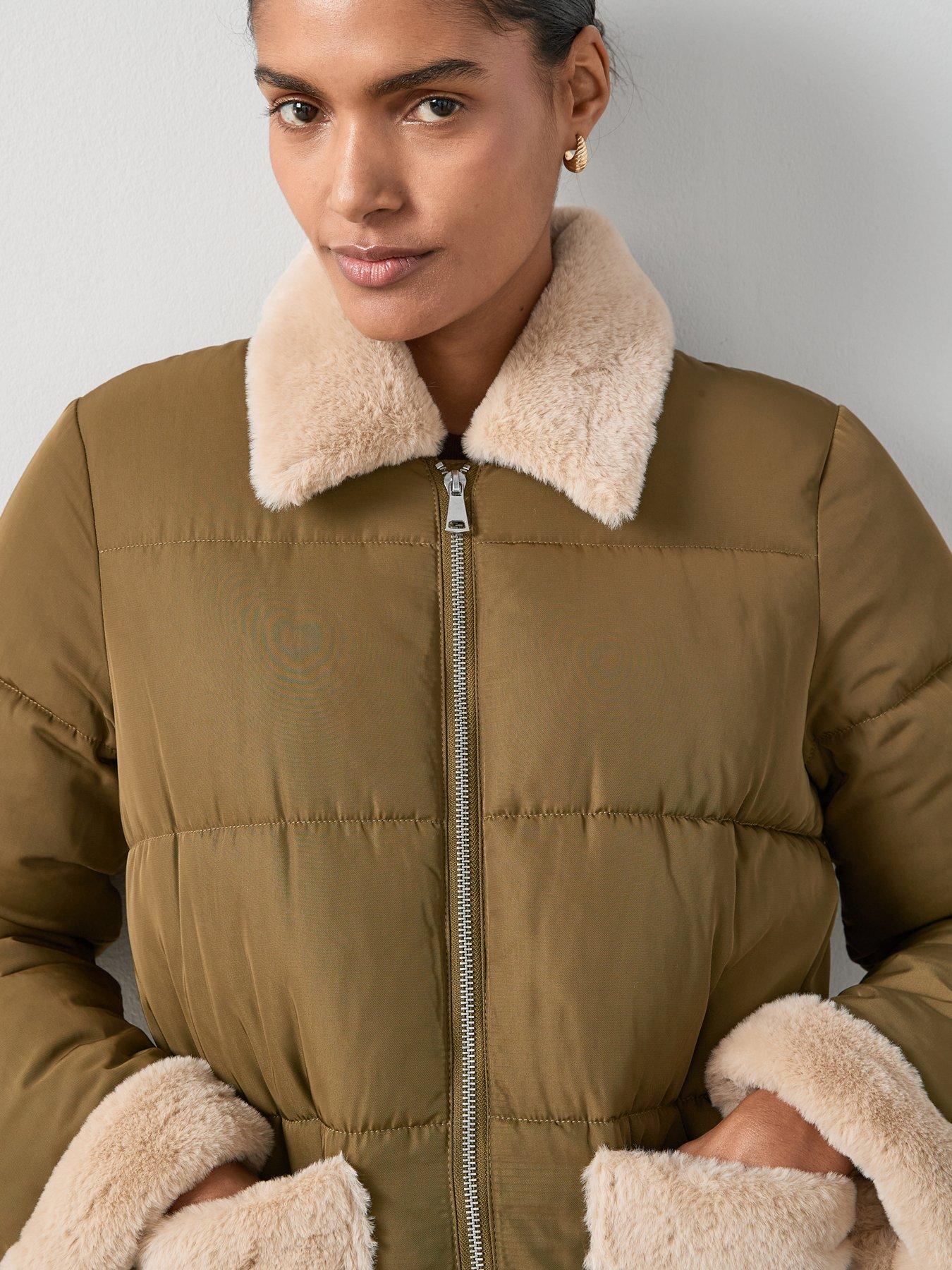 Image 4 of 7 of The Very Collection Padded Coat With Contrast Trim