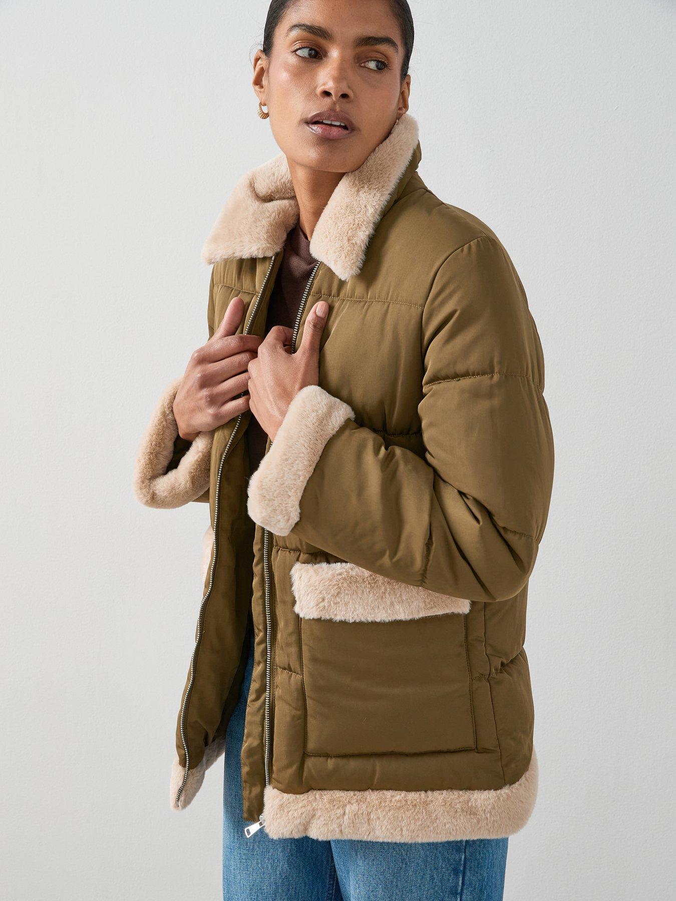 Image 6 of 7 of The Very Collection Padded Coat With Contrast Trim