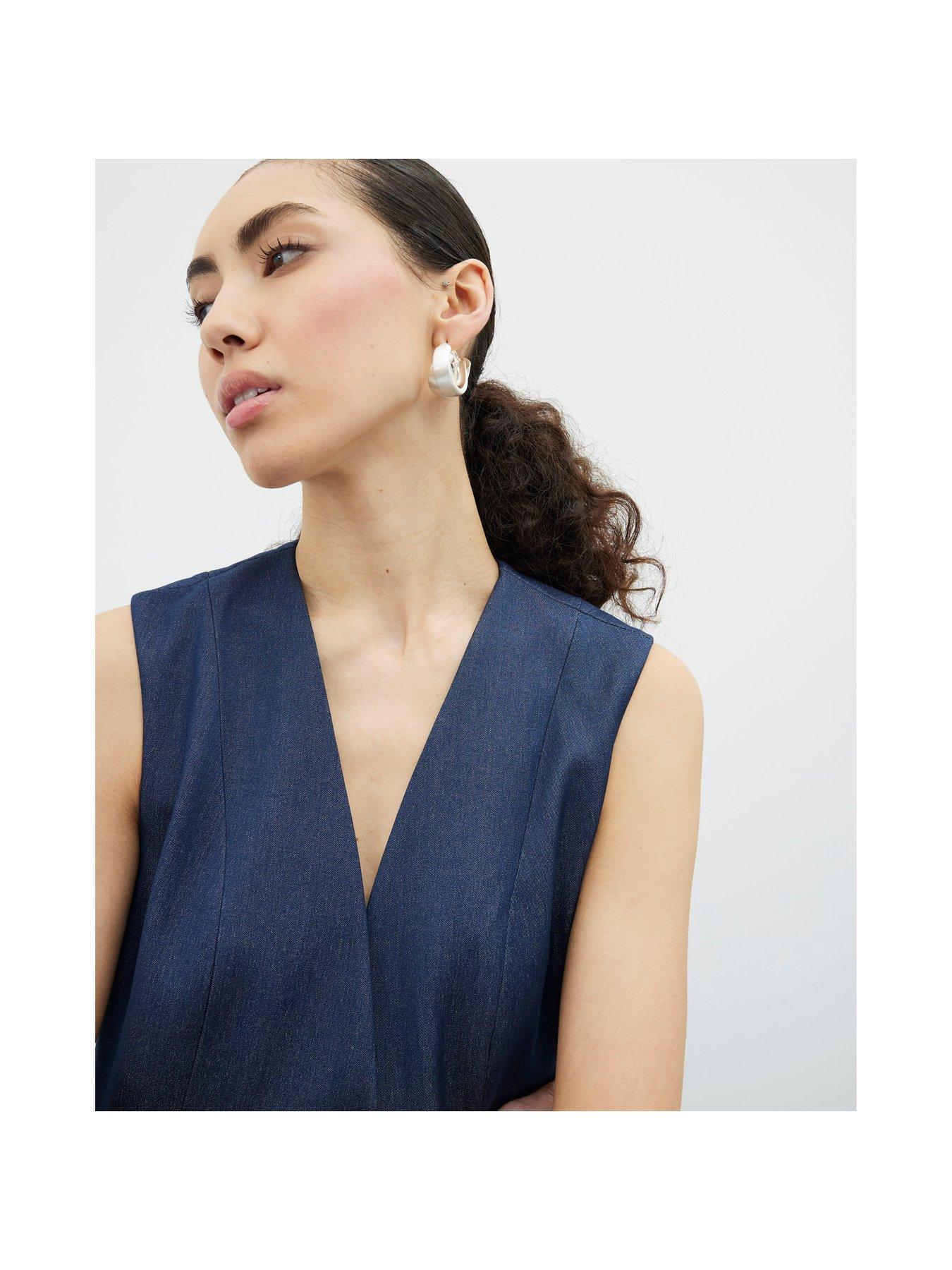  image of river-island-denim-longline-waistcoat