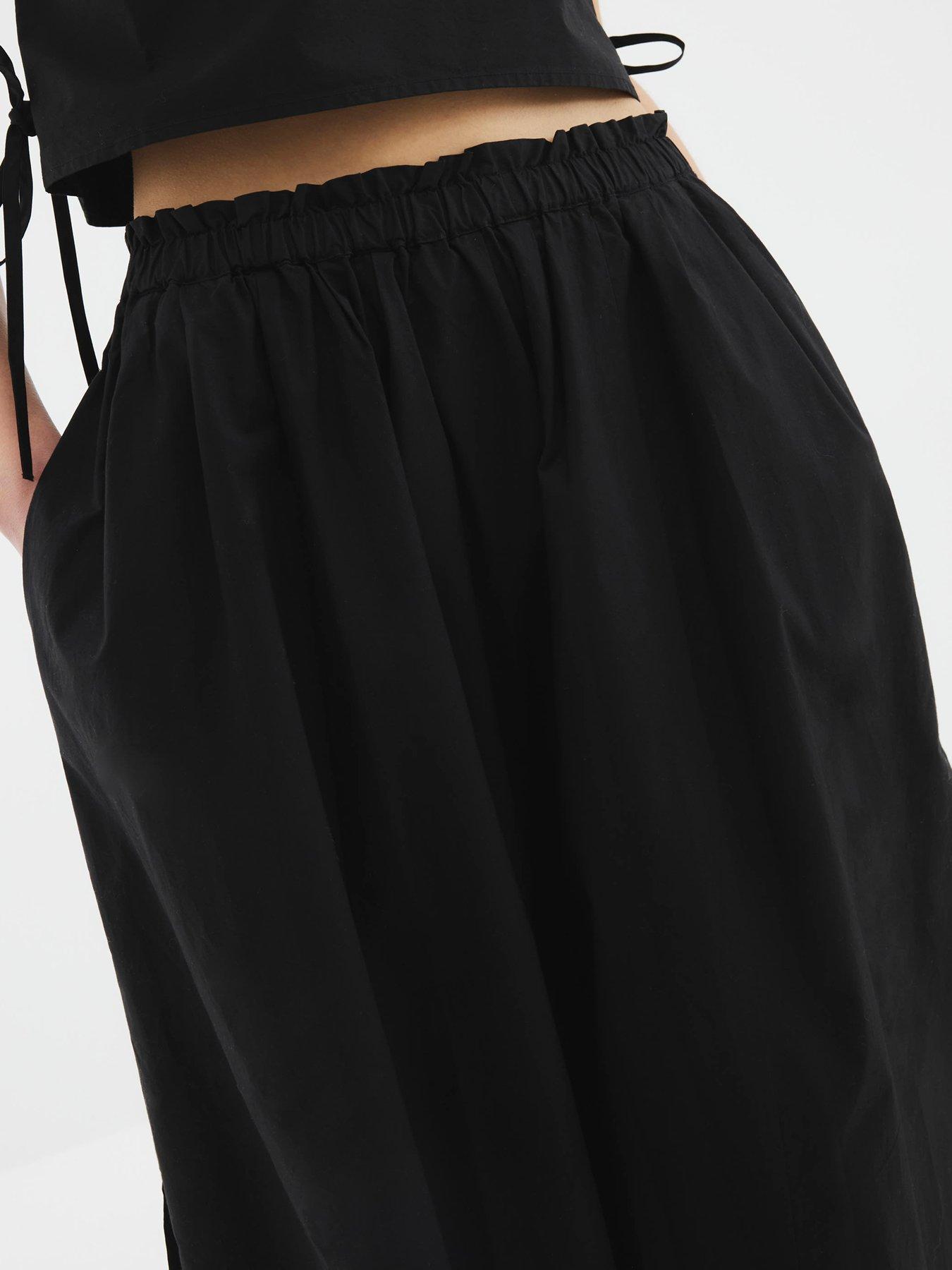  image of river-island-poplin-maxi-skirt-black