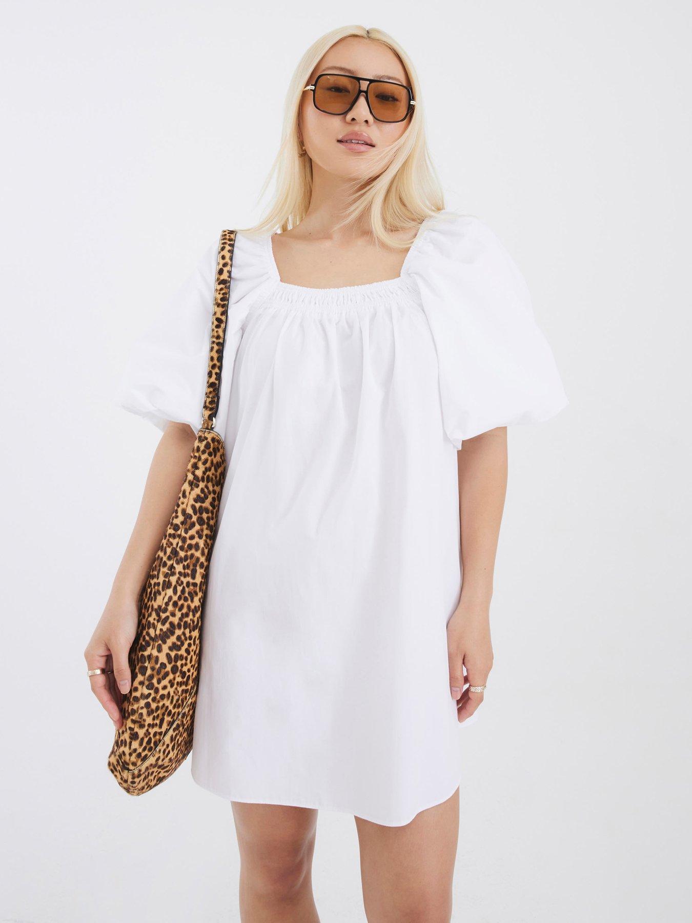 undefined Puff Sleeve Detail Dress - White