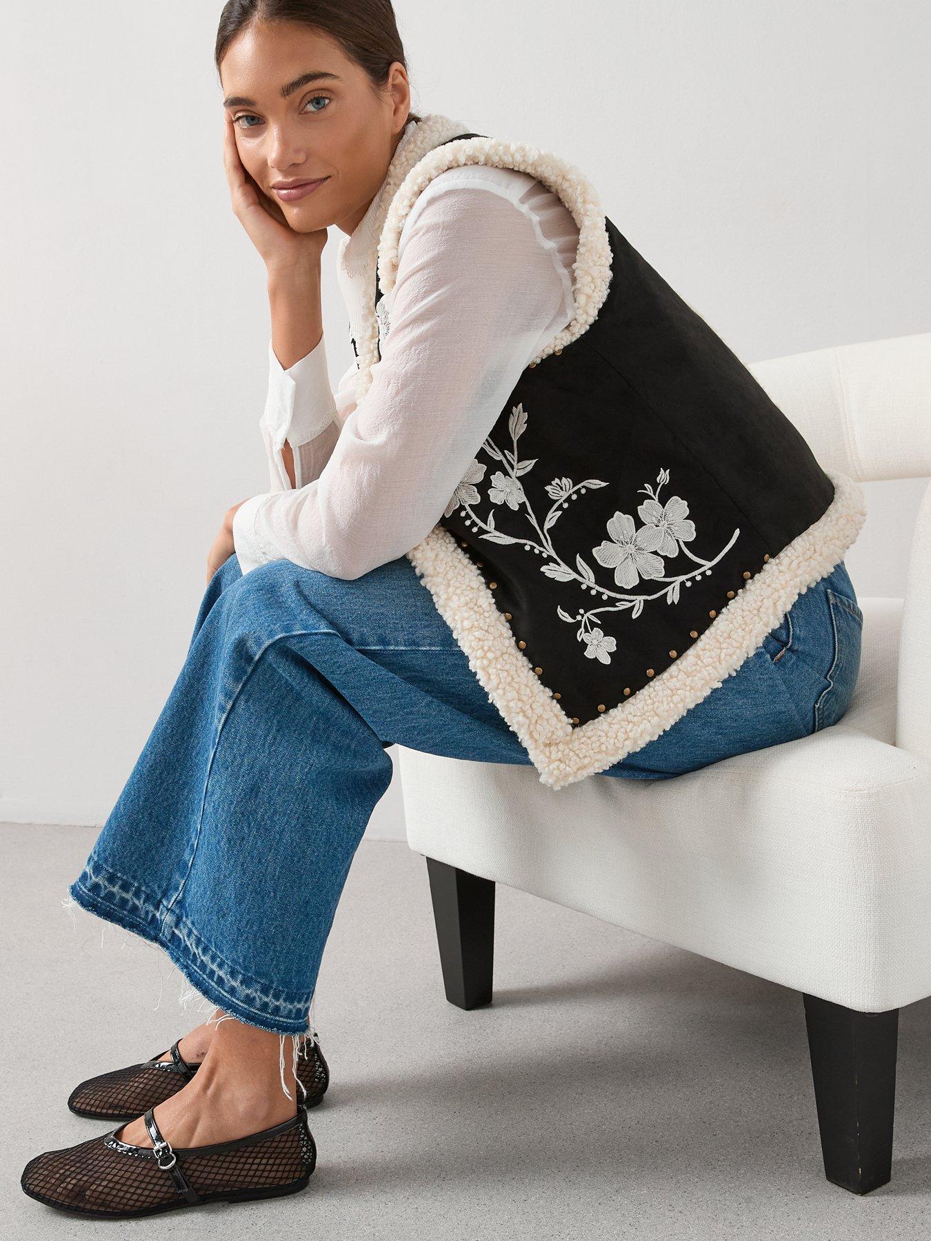 Image 4 of 6 of The Very Collection Embroidered Borg Gilet - Multi