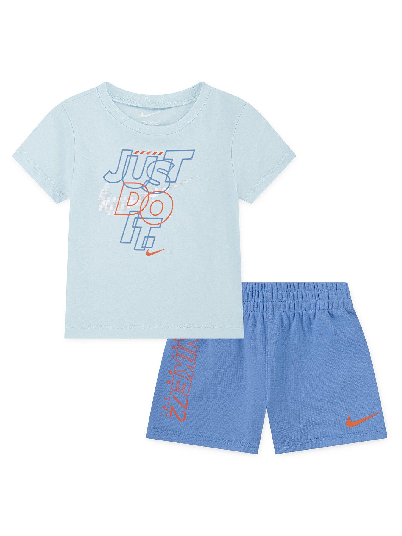 Image 1 of 5 of Nike Infant Boys Just Do It Shorts And T-Shirt Set - Blue