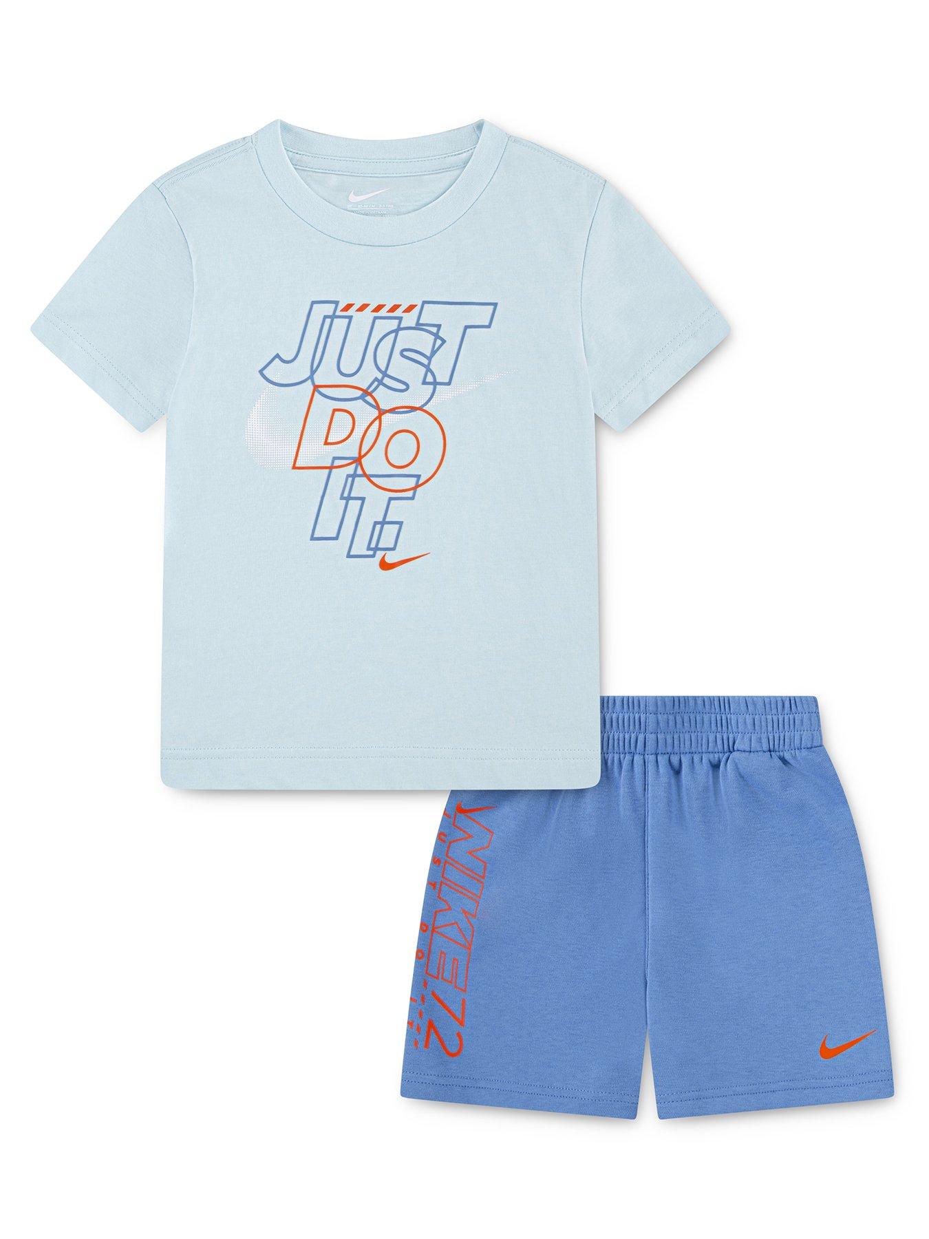 Image 1 of 5 of Nike Kids Boys Just Do It Shorts And T-Shirt Set - Blue