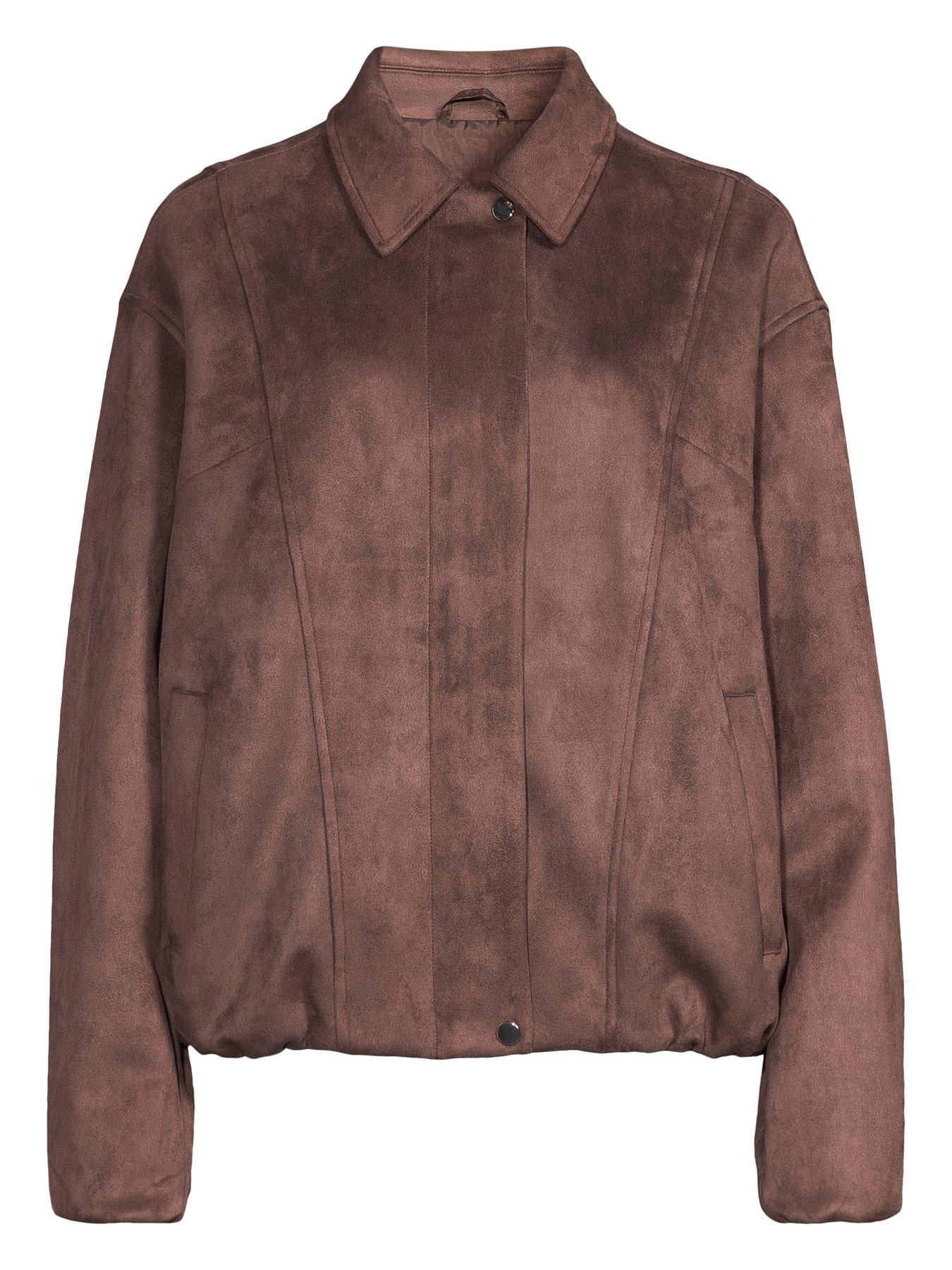 Image 7 of 7 of The Very Collection Suedette Blouson Jacket - Dark Brown