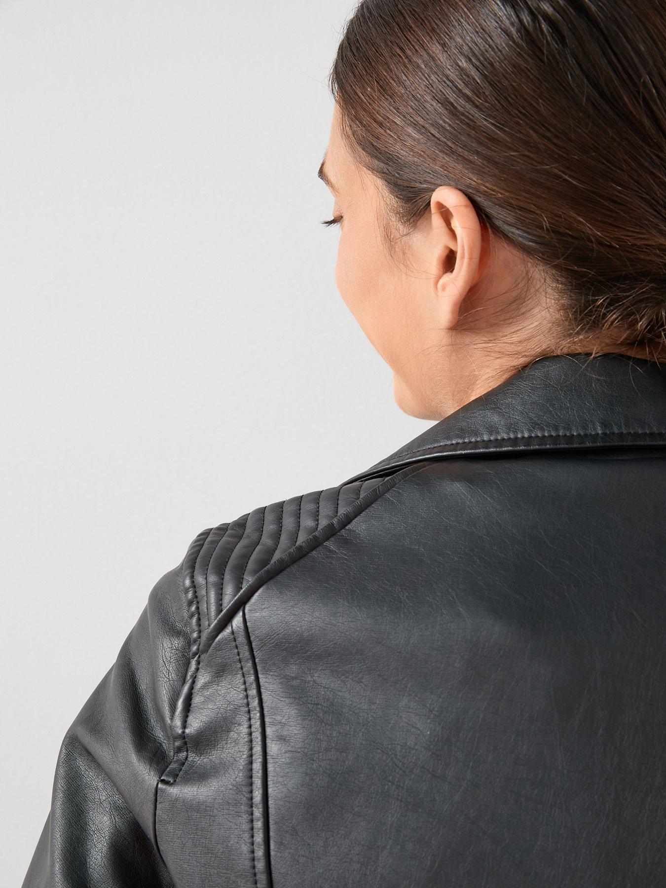 Image 5 of 6 of V by Very Faux Leather Biker Jacket - Black