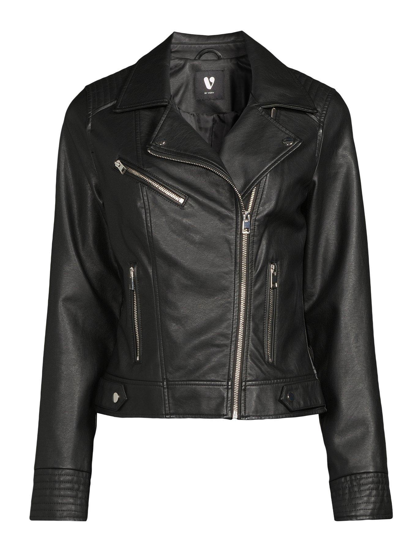 Image 7 of 7 of The Very Collection Faux Leather Biker Jacket - Black