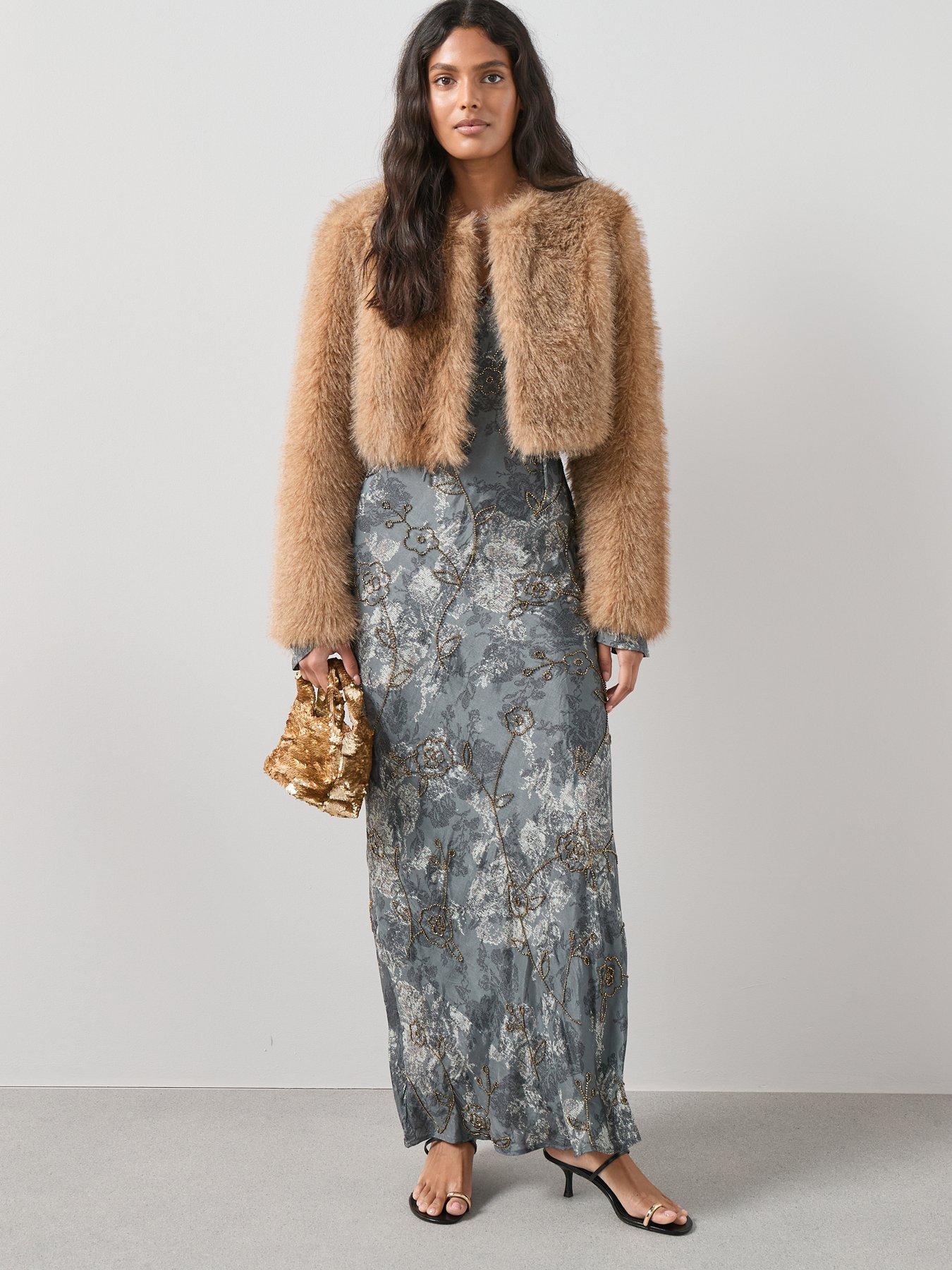 Image 5 of 7 of The Very Collection Short Faux Fur Jacket - Brown