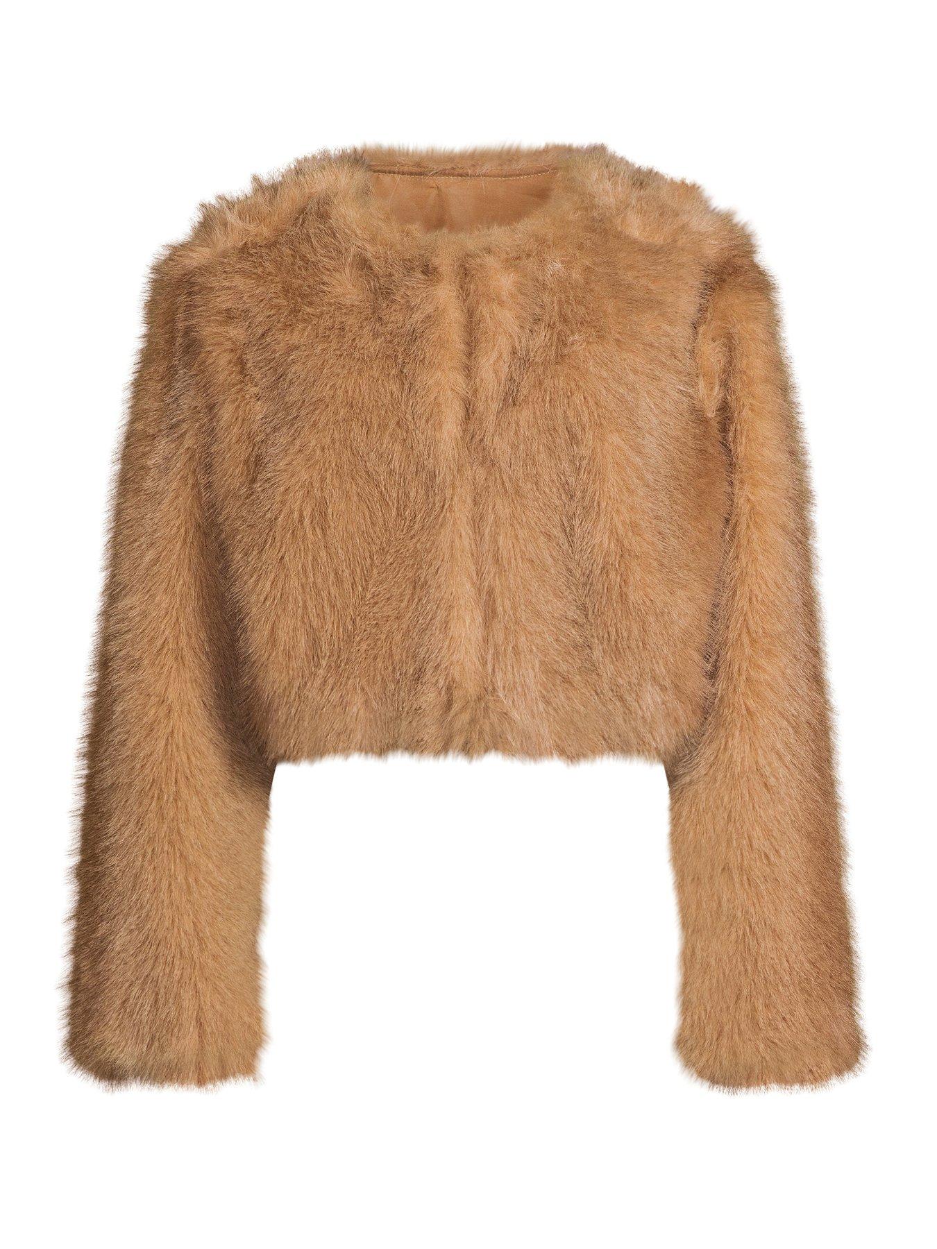 Image 7 of 7 of The Very Collection Short Faux Fur Jacket - Brown