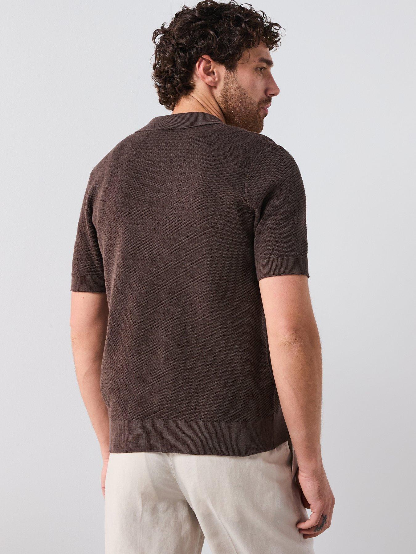 stillFront image of mango-canario-smart-button-up-knitted-polo-shirt-beige