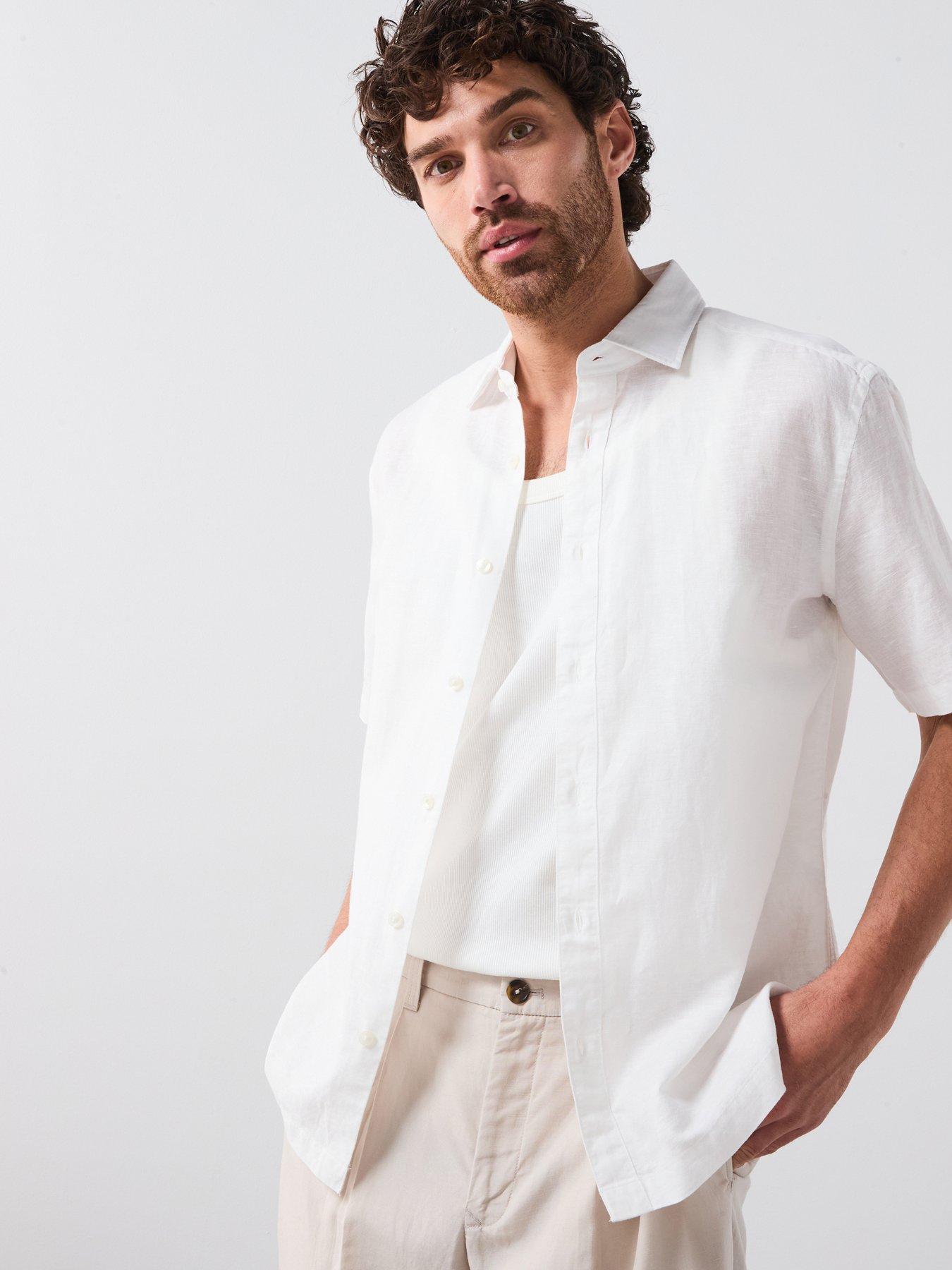 Mango Ants Smart Casual Short Sleeve Shirt - White