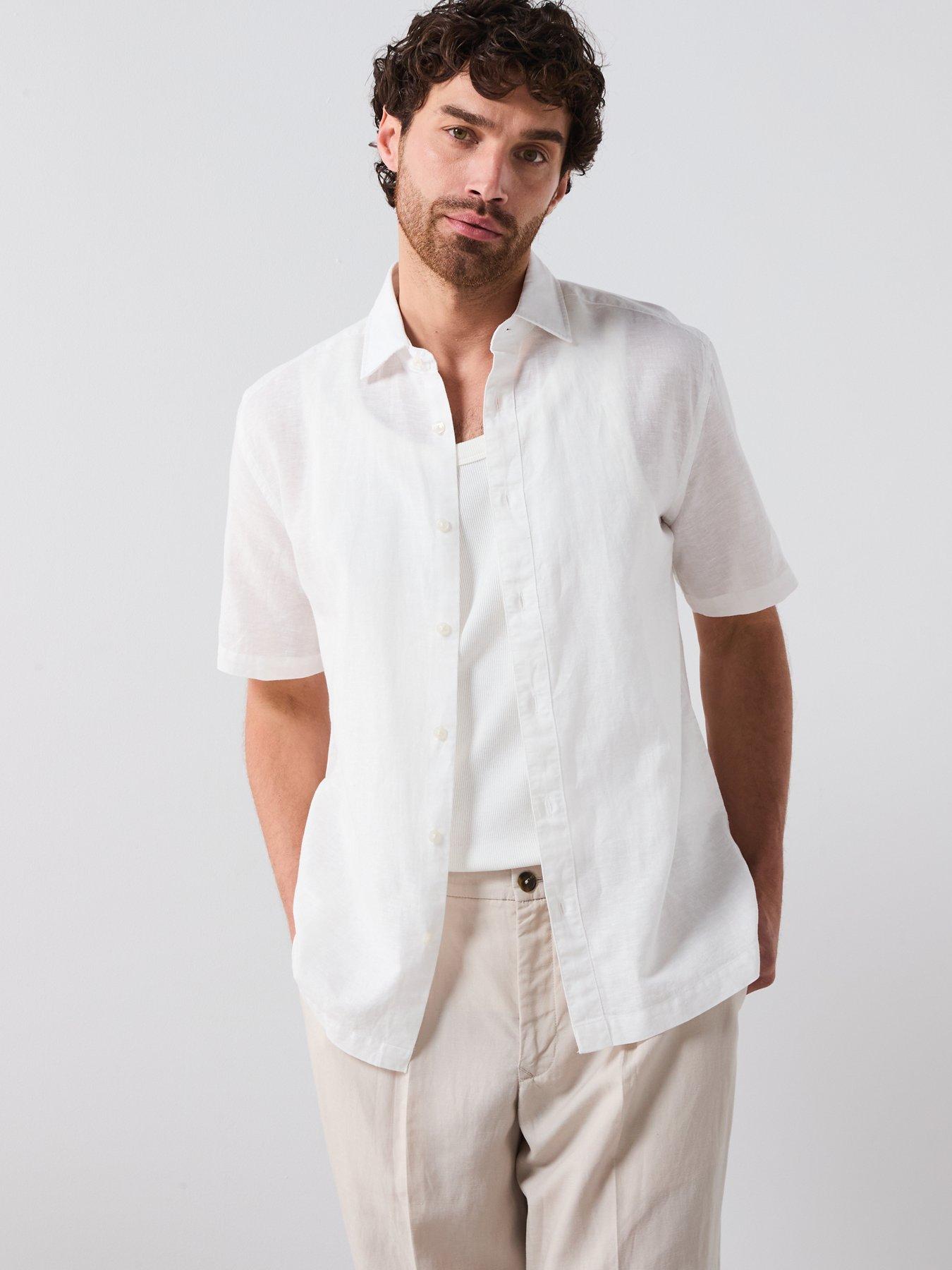 Image 6 of 6 of Mango Ants Smart Casual Short Sleeve Shirt - White