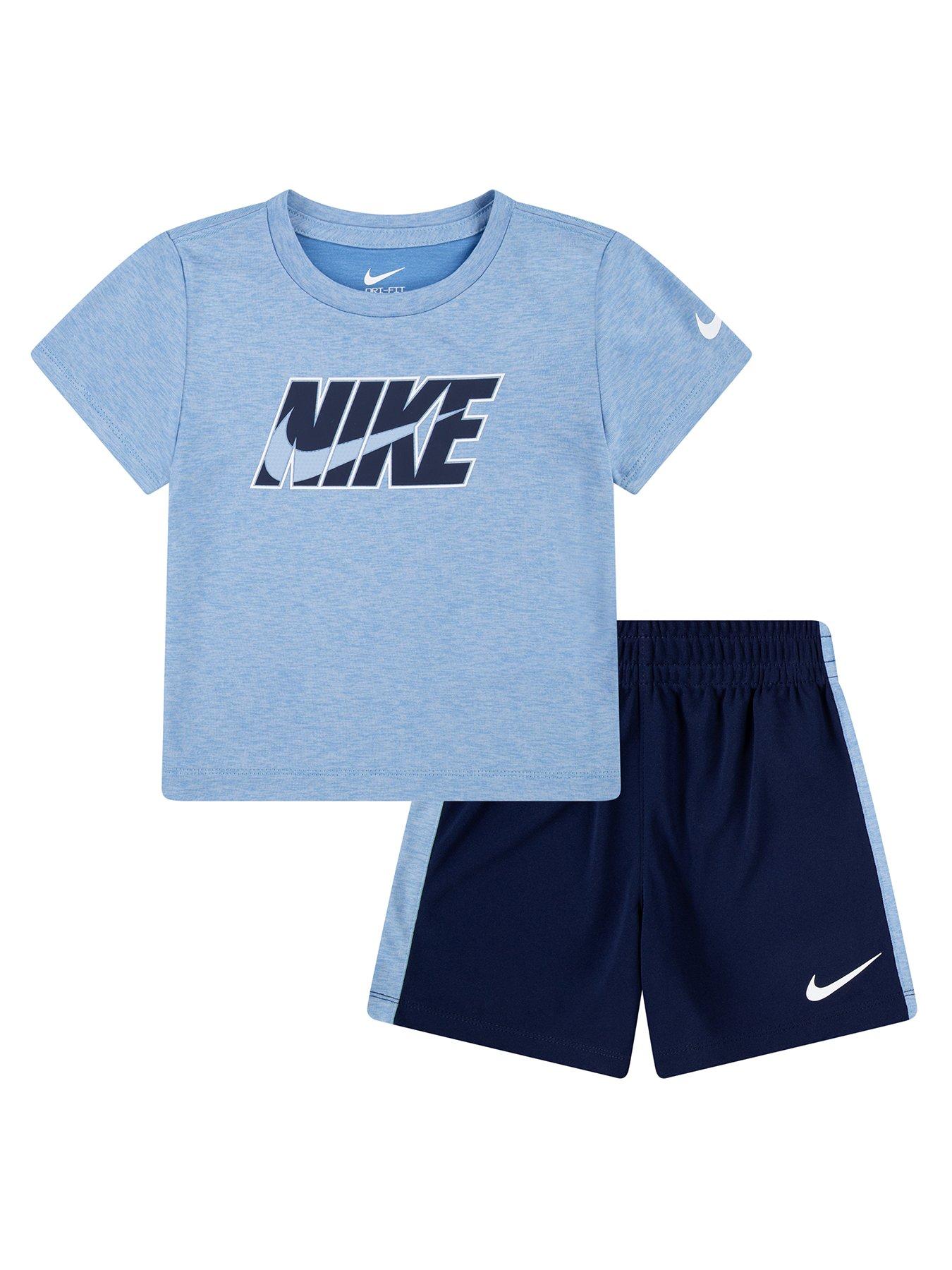 Image 1 of 6 of Nike Kids Boys Dri-Fit Shorts And T-Shirt Set - Blue