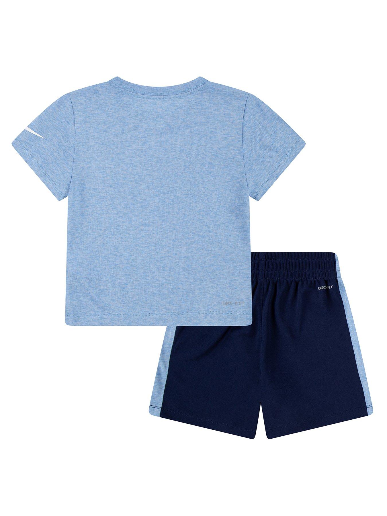 Image 2 of 6 of Nike Kids Boys Dri-Fit Shorts And T-Shirt Set - Blue