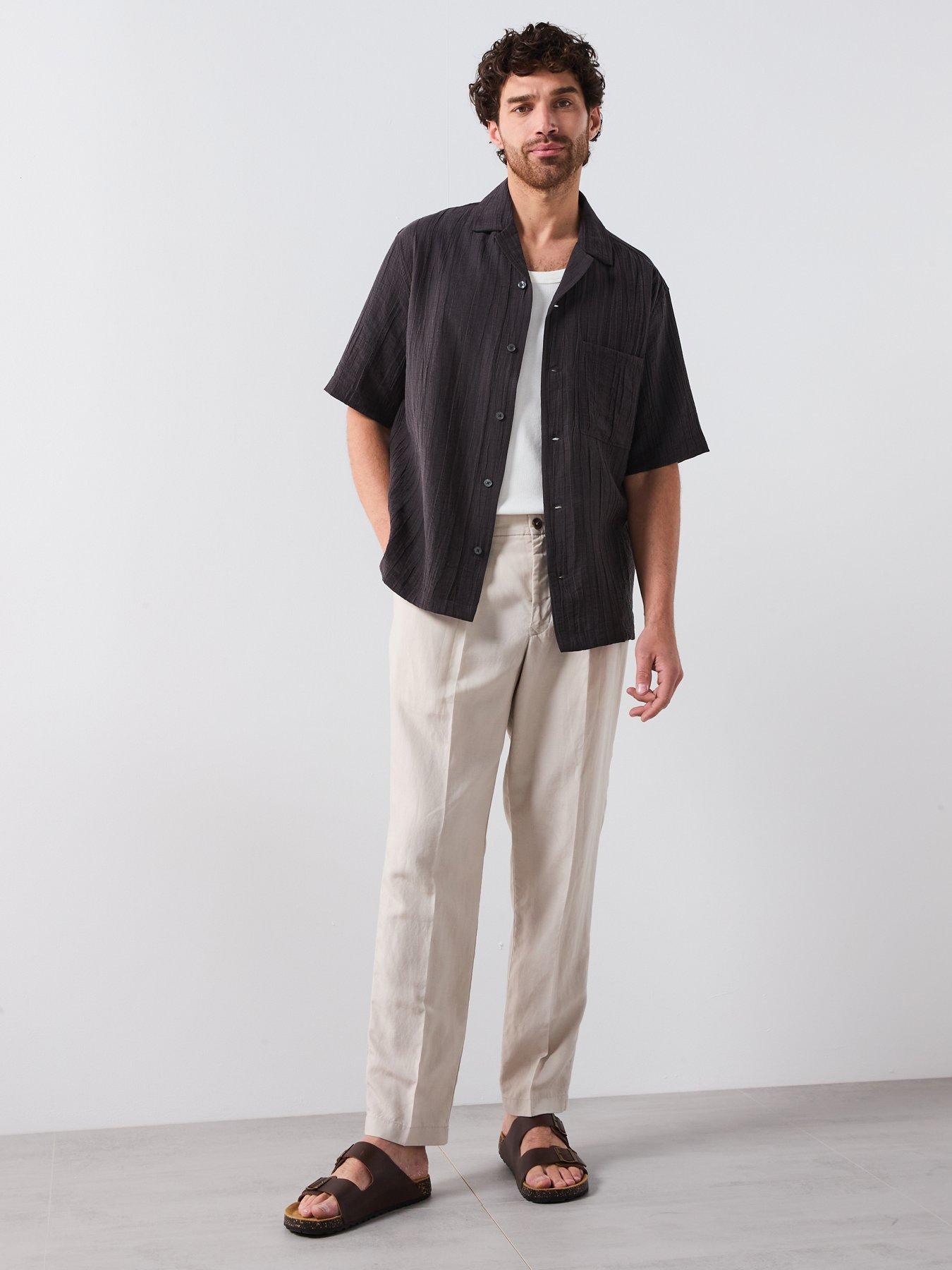  image of mango-faro-smart-lyocell-short-sleeve-shirt-brown