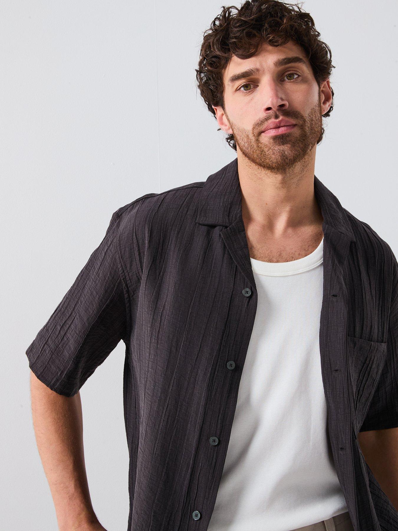  image of mango-faro-smart-lyocell-short-sleeve-shirt-brown