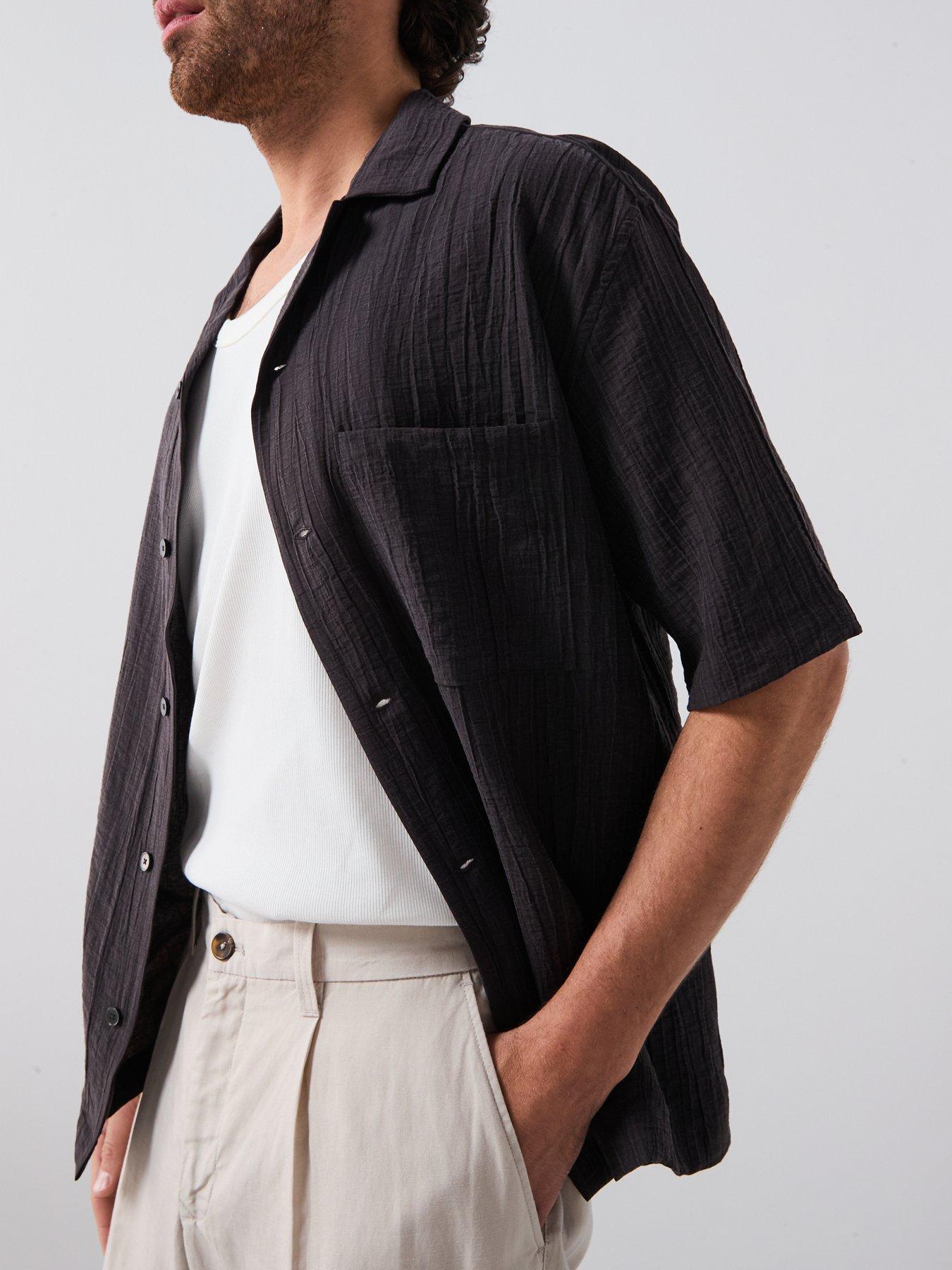  image of mango-faro-smart-lyocell-short-sleeve-shirt-brown