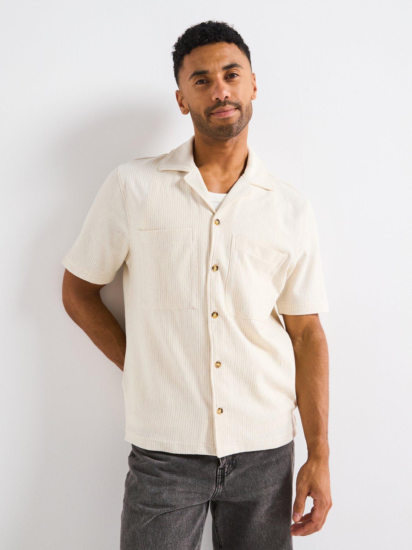 undefined Moyac Smart Casual Cuban Collar Textured Shirt