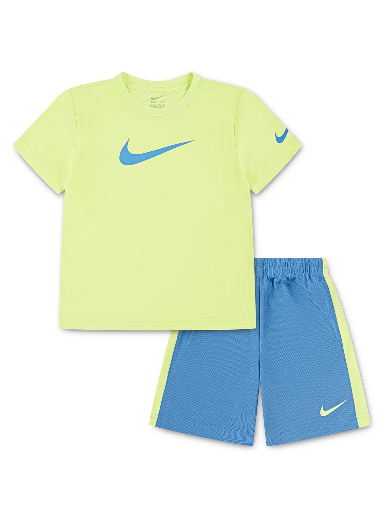 undefined Kids Boys Swoosh T-Shirt And Shorts Set - Yellow